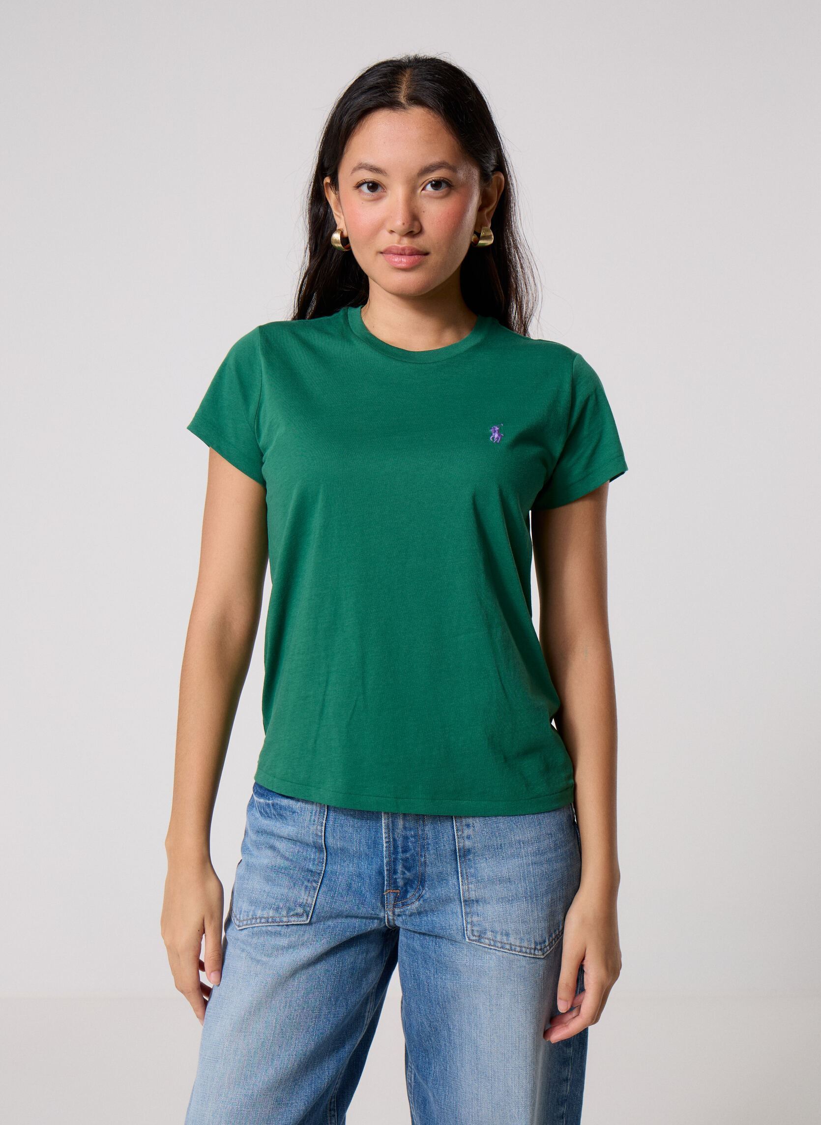 Tee-shirts manches courtes T-shirt Classic fit col rond coton femme vert Polo Ralph Lauren Tee-shirts manches courtes T-shirt Classic fit col rond coton femme vert BUSH GREEN