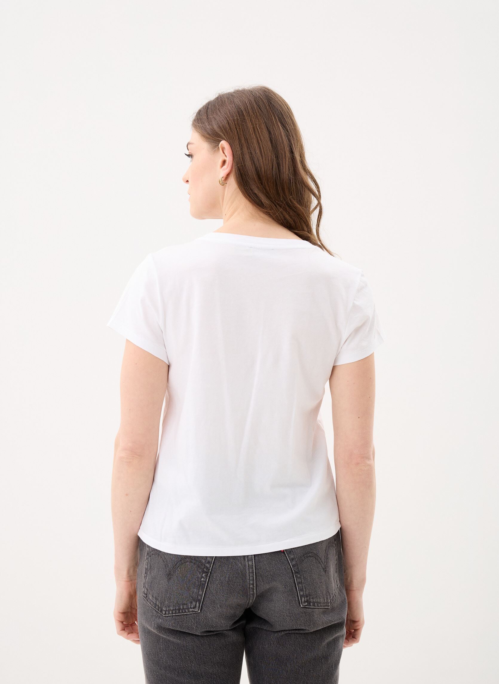Tee-shirts manches courtes T-shirt col en V en jersey femme blanc Polo Ralph Lauren Tee-shirts manches courtes T-shirt col en V en jersey femme blanc White