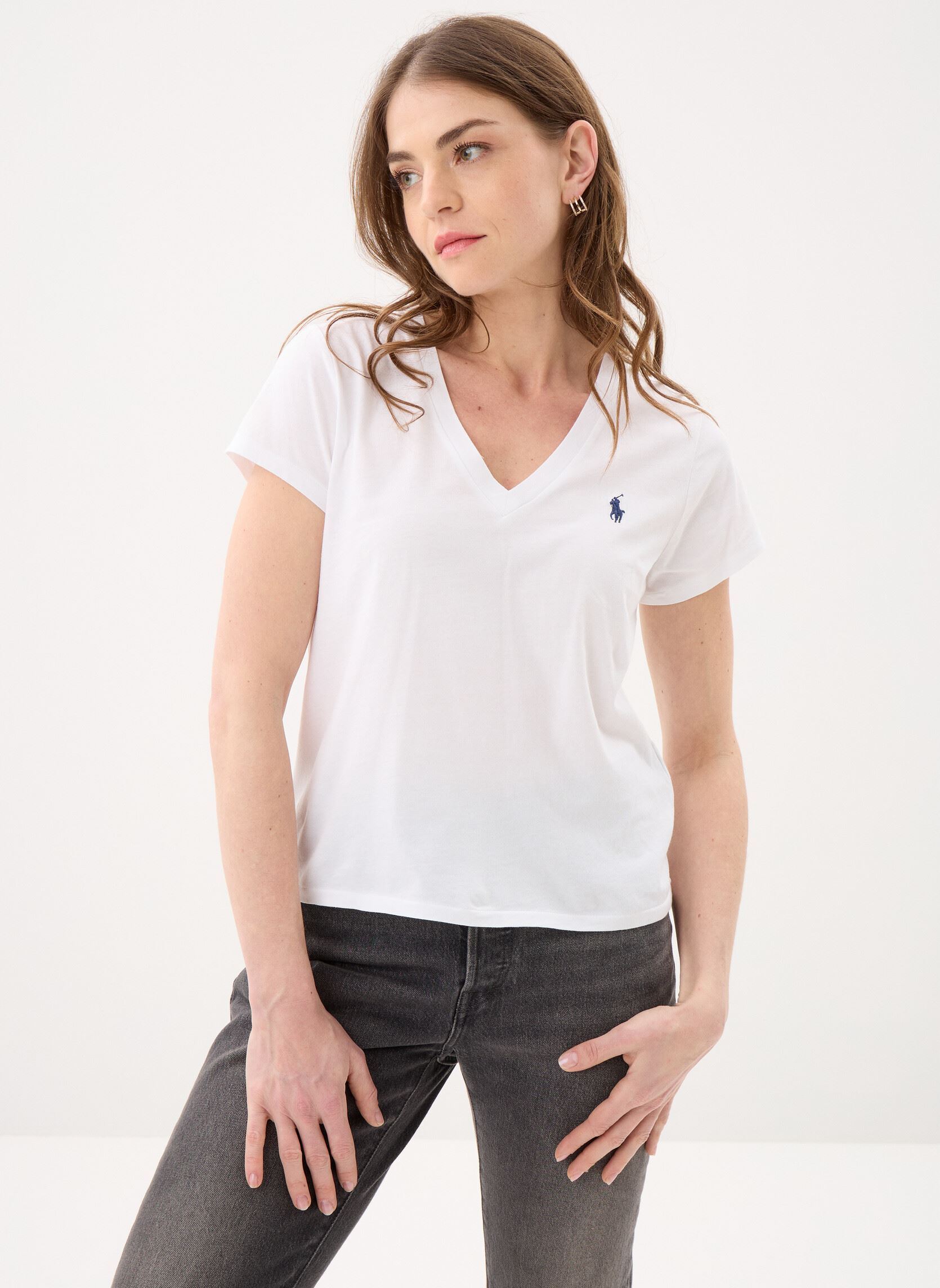 Vêtements Polo Ralph Lauren T shirt col en V en jersey pour Femme