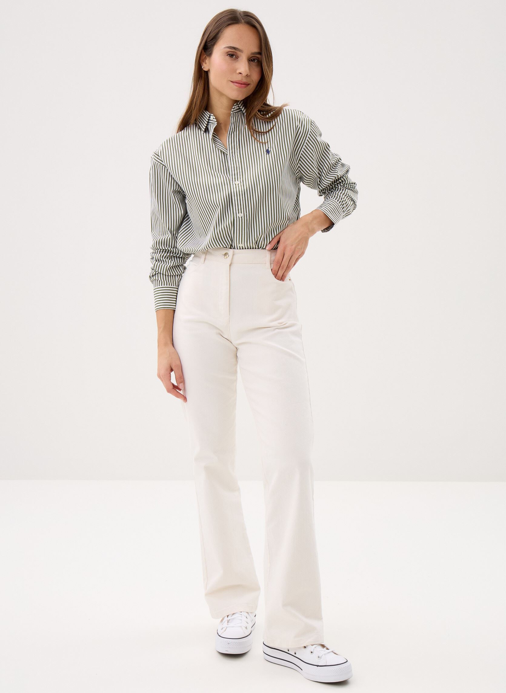 Langarm-Hemden Chemise Relaxed Fit en coton rayé damen grün Polo Ralph Lauren Langarm-Hemden Chemise Relaxed Fit en coton rayé damen grün 1936 SUPPLY OLIVE WHITE