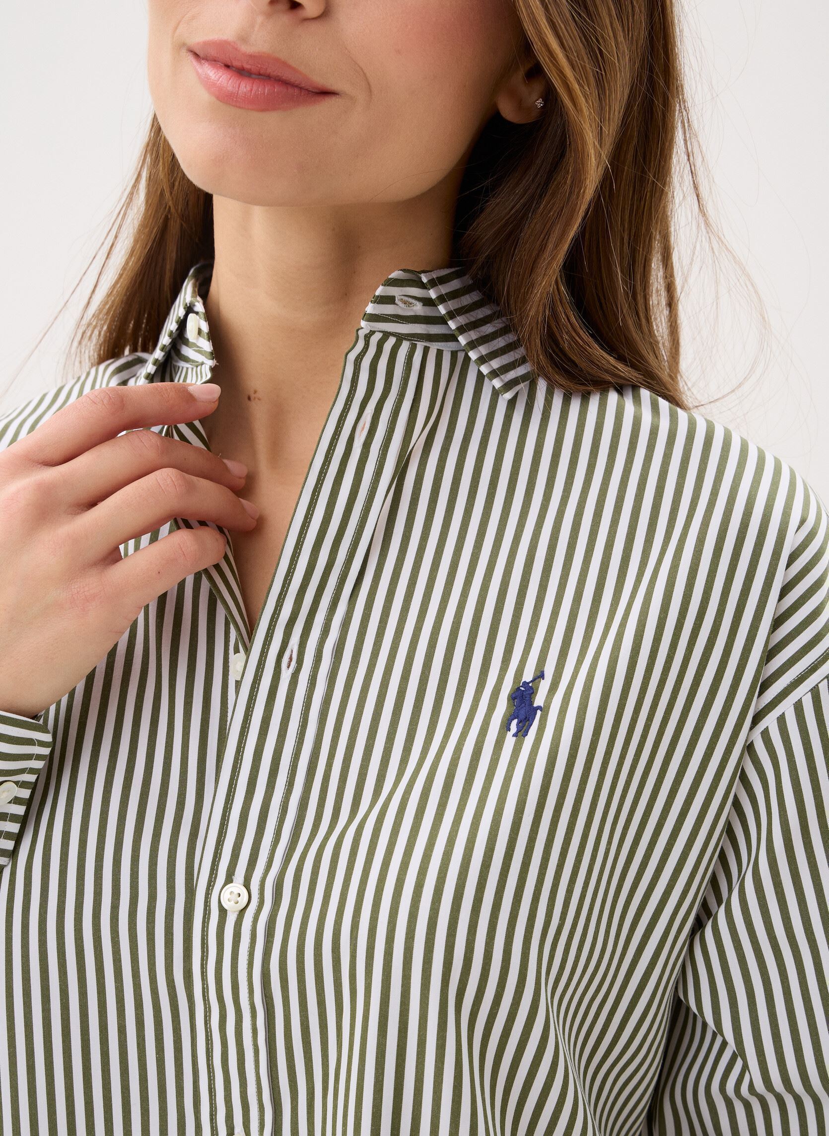 Langarm-Hemden Chemise Relaxed Fit en coton rayé damen grün Polo Ralph Lauren Langarm-Hemden Chemise Relaxed Fit en coton rayé damen grün 1936 SUPPLY OLIVE WHITE