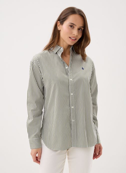 Polo Ralph Lauren Langarm-Hemden Chemise Relaxed Fit en coton rayé damen grün