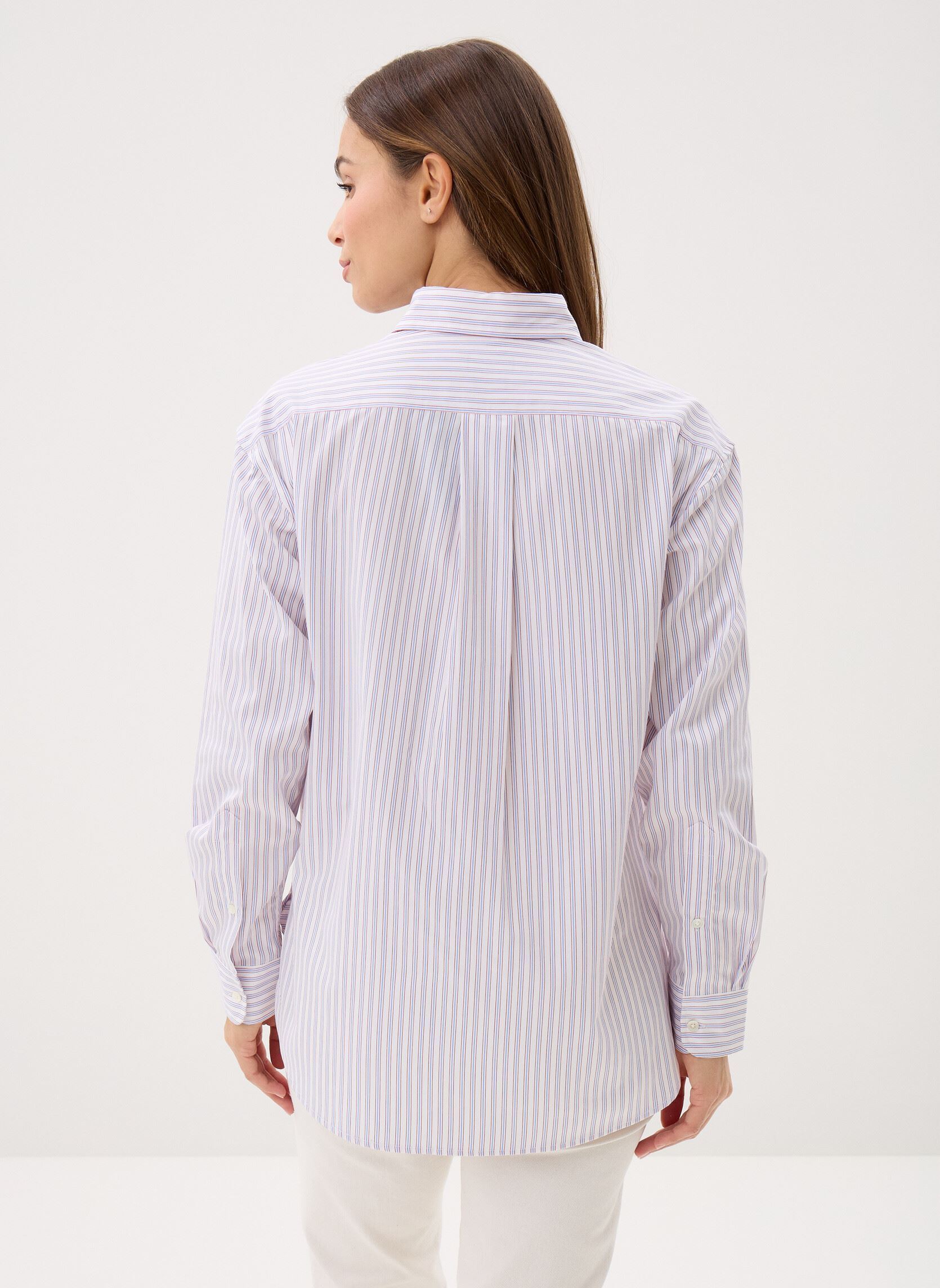 Chemises manches longues Chemise Relaxed Fit en coton rayé femme blanc Polo Ralph Lauren Chemises manches longues Chemise Relaxed Fit en coton rayé femme blanc 1968 WHITE RED BLUE