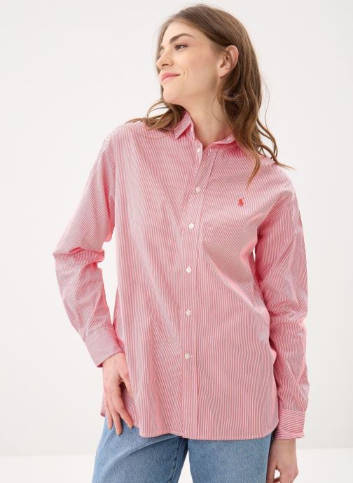Polo Ralph Lauren Langarm-Hemden Chemise Relaxed Fit en coton rayé damen rot