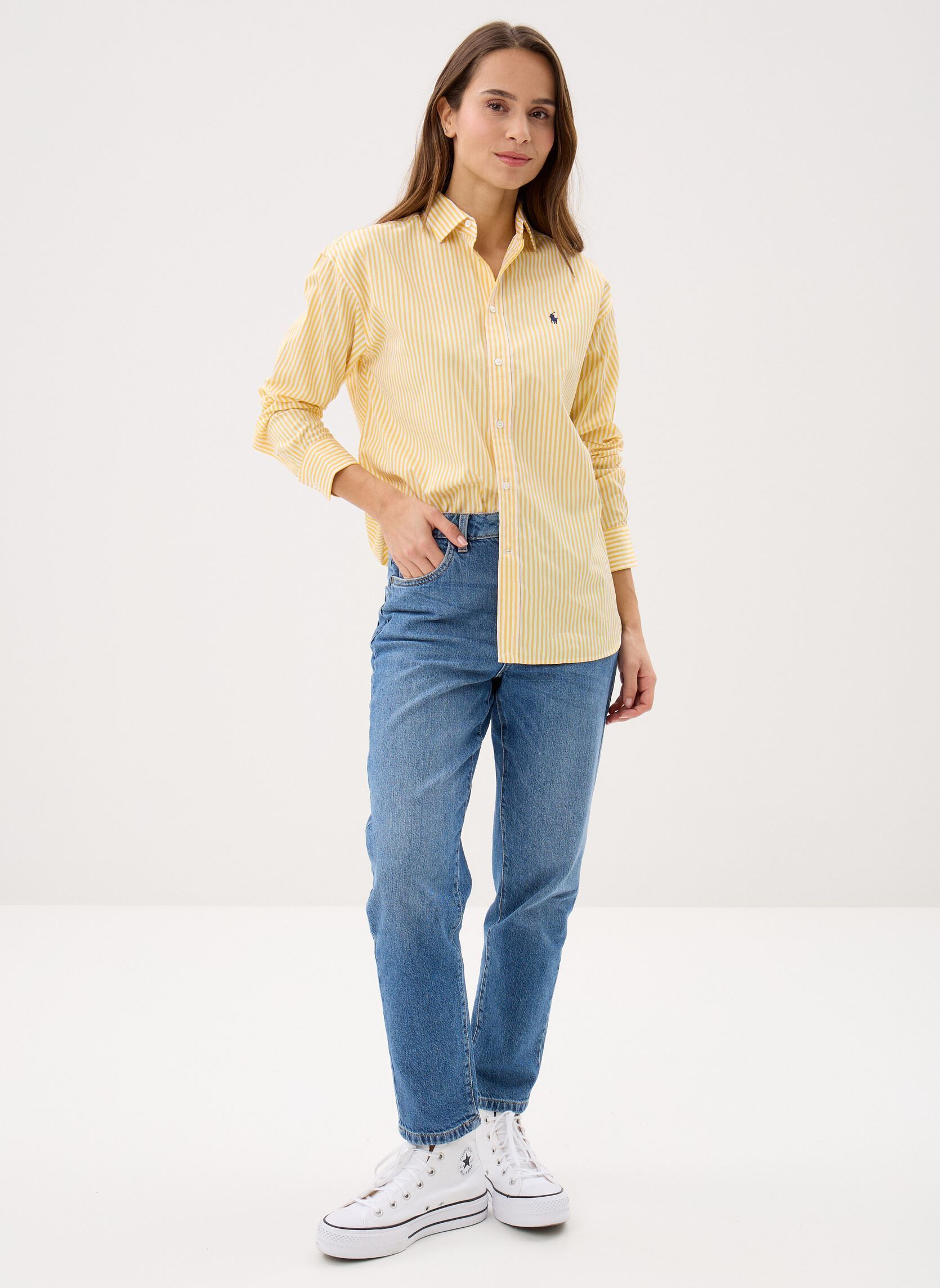 Chemises manches longues Chemise Relaxed Fit en coton rayé femme jaune Polo Ralph Lauren Chemises manches longues Chemise Relaxed Fit en coton rayé femme jaune 1936 YELLOW WHITE