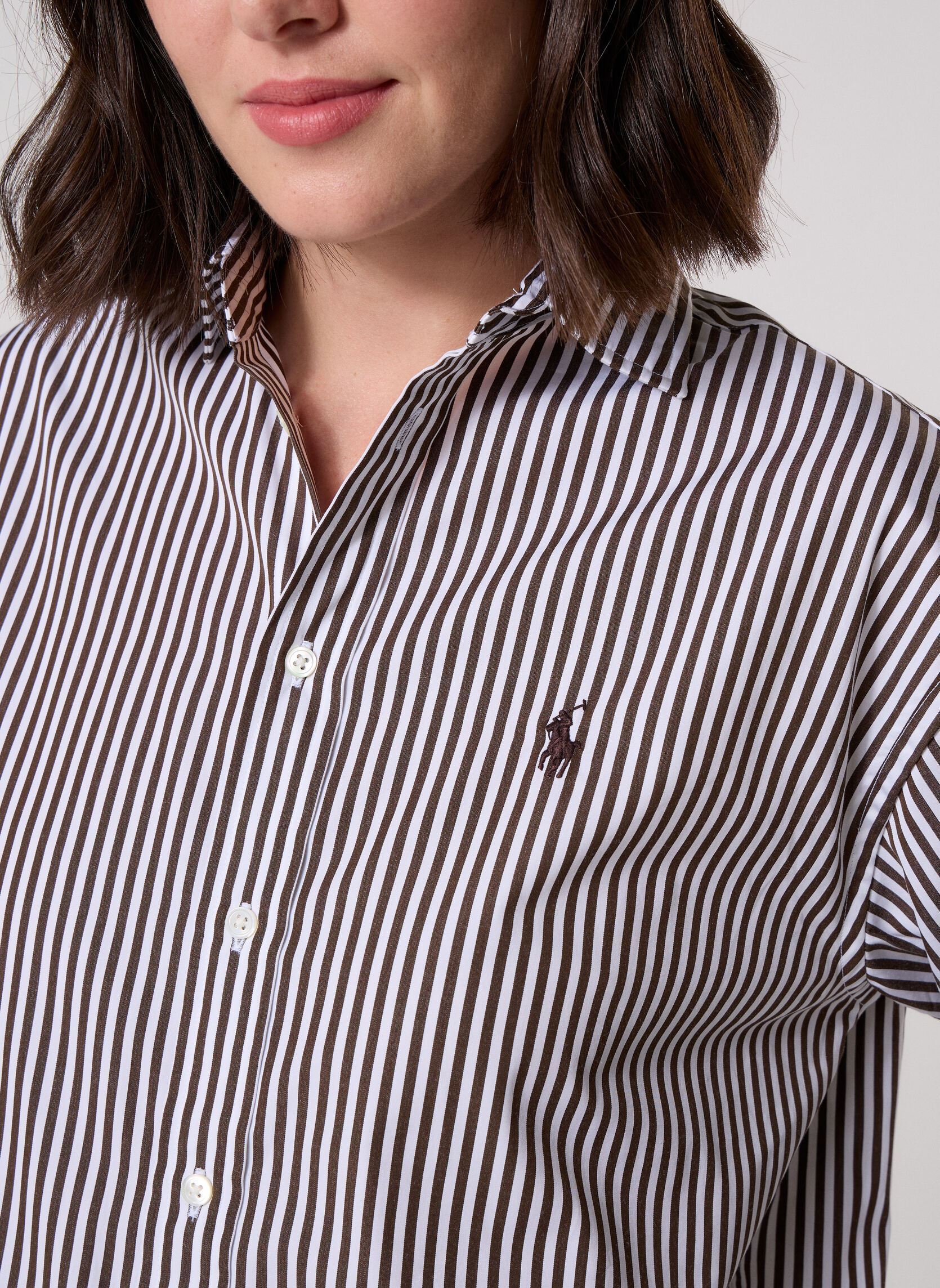 Hemden Chemise Relaxed Fit en coton rayé dames bruin Polo Ralph Lauren Hemden Chemise Relaxed Fit en coton rayé dames bruin 1936 DARK BROWN WHITE