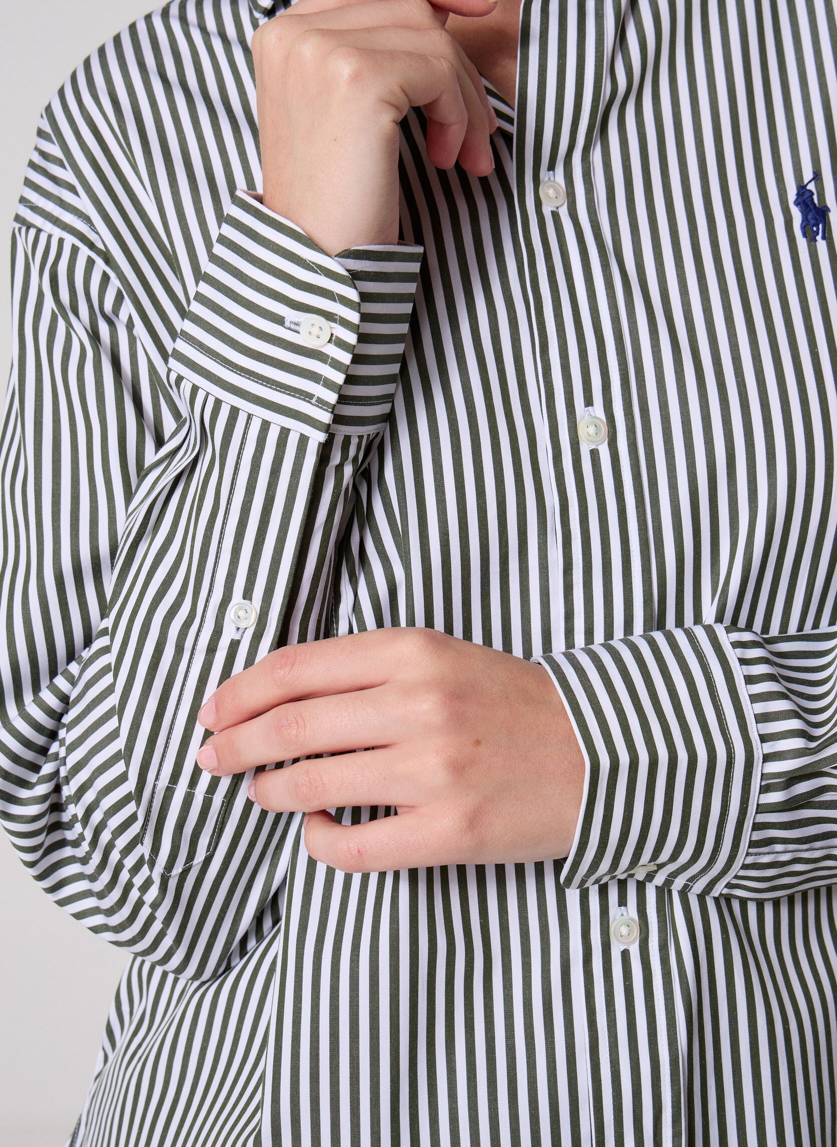 Hemden Chemise Relaxed Fit en coton rayé dames groen Polo Ralph Lauren Hemden Chemise Relaxed Fit en coton rayé dames groen 1936 CLASSIC DRAB-WHITE