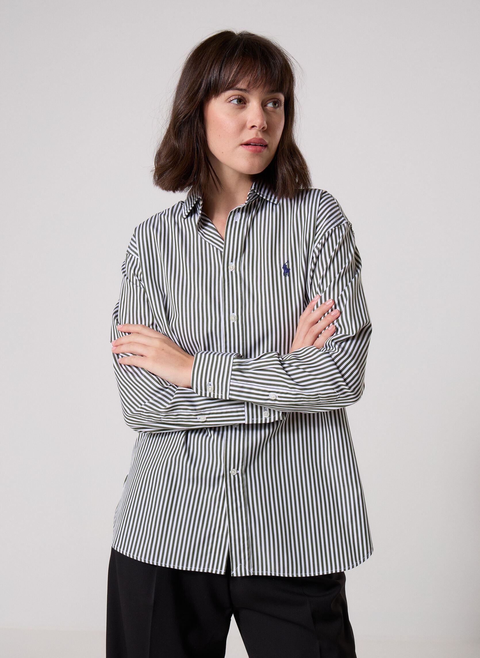 Hemden Chemise Relaxed Fit en coton rayé dames groen Polo Ralph Lauren Hemden Chemise Relaxed Fit en coton rayé dames groen 1936 CLASSIC DRAB-WHITE