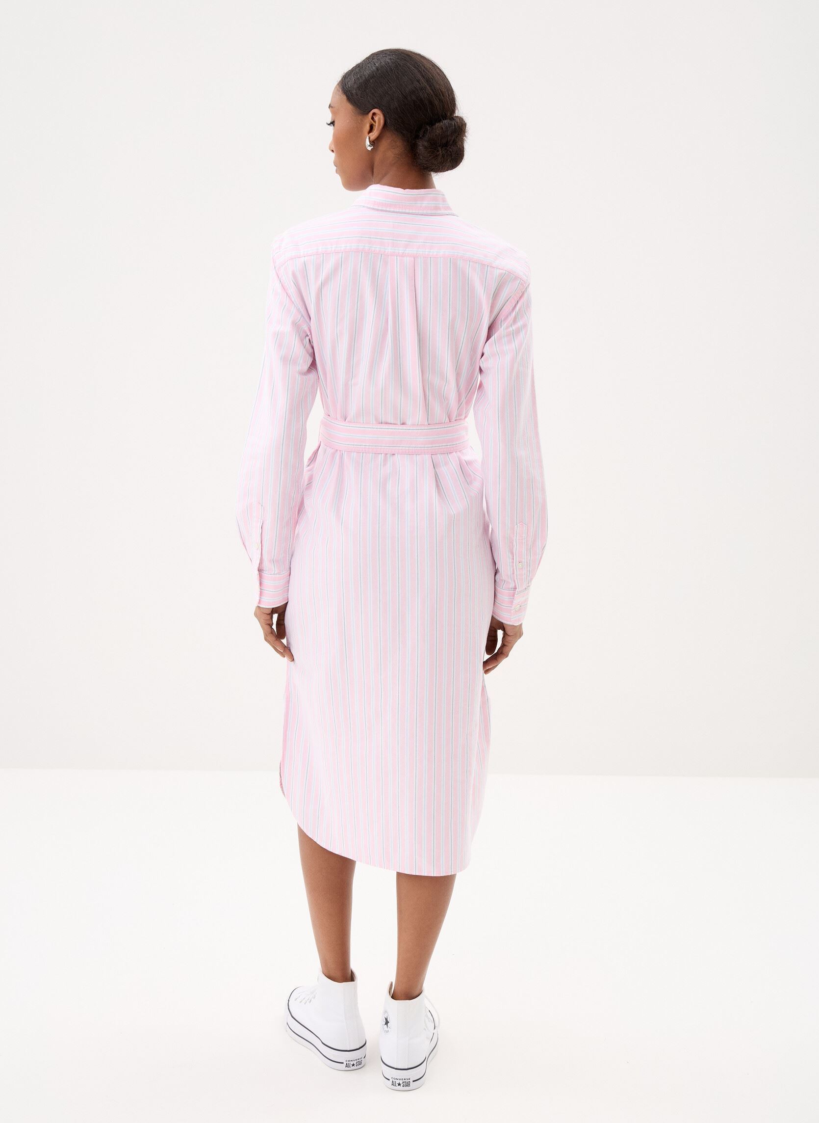 Robes Chemise Robe-chemise ceinturée en coton Oxford femme rose Polo Ralph Lauren Robes Chemise Robe-chemise ceinturée en coton Oxford femme rose 169 PINK BLUE MULTI