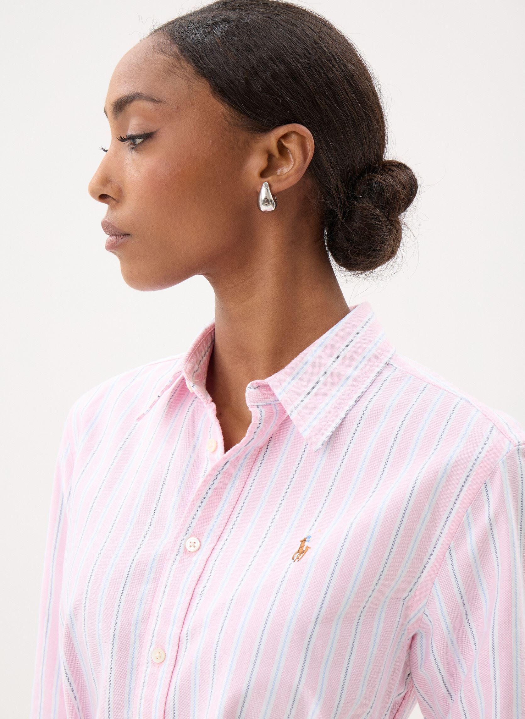 Robes Chemise Robe-chemise ceinturée en coton Oxford femme rose Polo Ralph Lauren Robes Chemise Robe-chemise ceinturée en coton Oxford femme rose 169 PINK BLUE MULTI