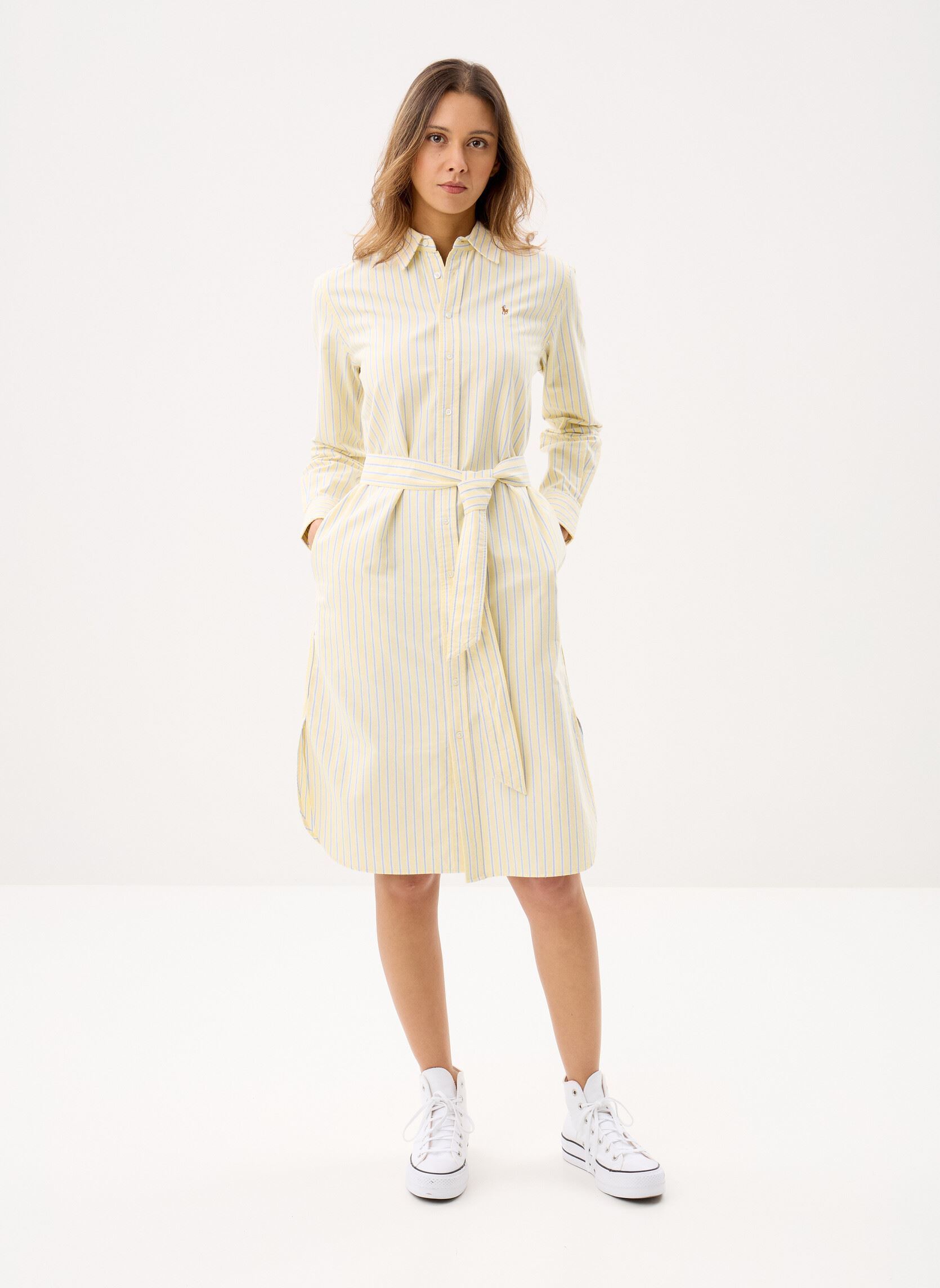 Vestidos camiseros Robe-chemise ceinturée en coton Oxford mujer amarillo Polo Ralph Lauren Vestidos camiseros Robe-chemise ceinturée en coton Oxford mujer amarillo 5893 YELLOW NAVY MULTI