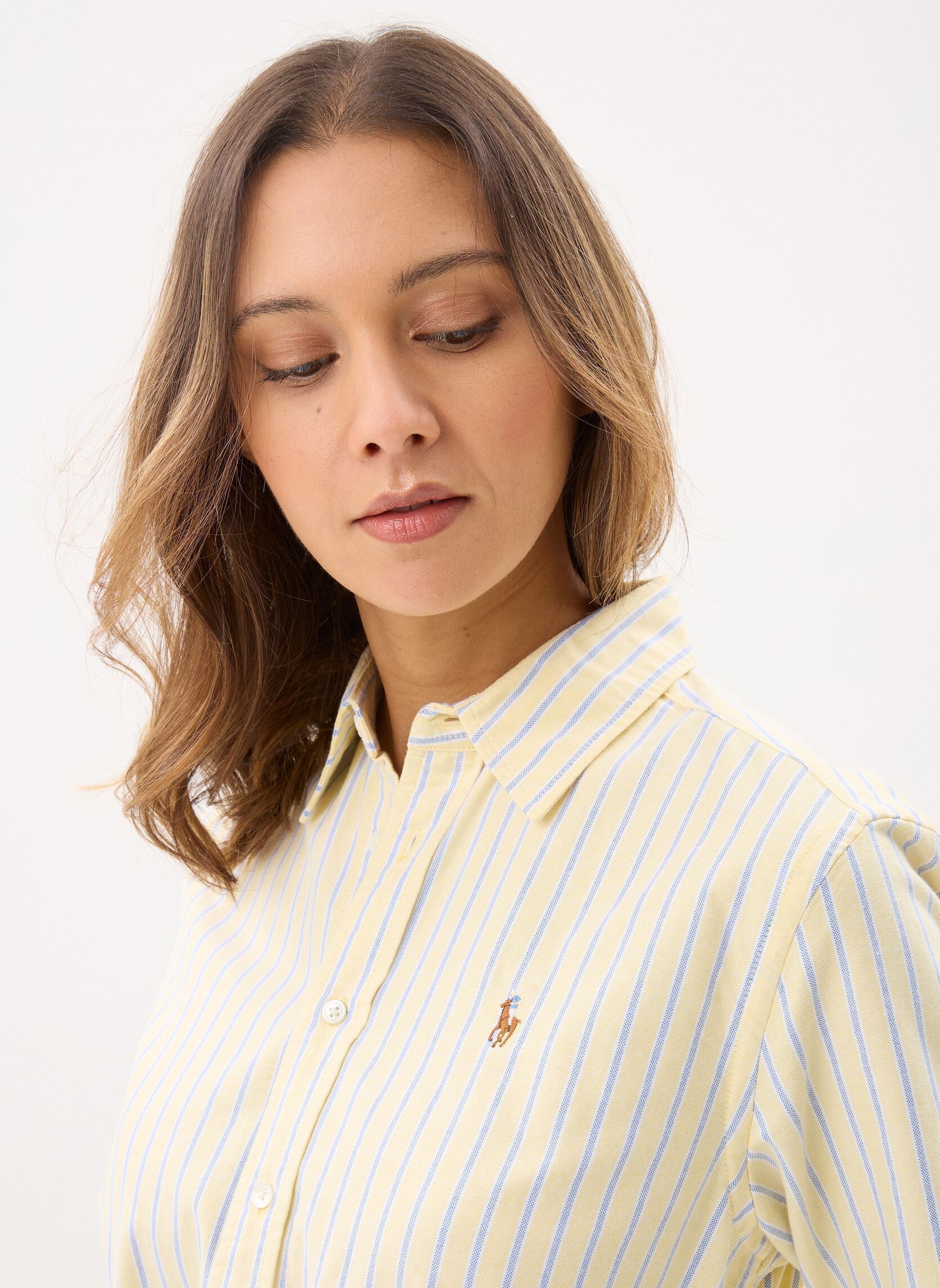 Vestidos camiseros Robe-chemise ceinturée en coton Oxford mujer amarillo Polo Ralph Lauren Vestidos camiseros Robe-chemise ceinturée en coton Oxford mujer amarillo 5893 YELLOW NAVY MULTI
