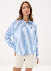 Lange mouw overhemden Chemise en lin Cropped fit dames blauw