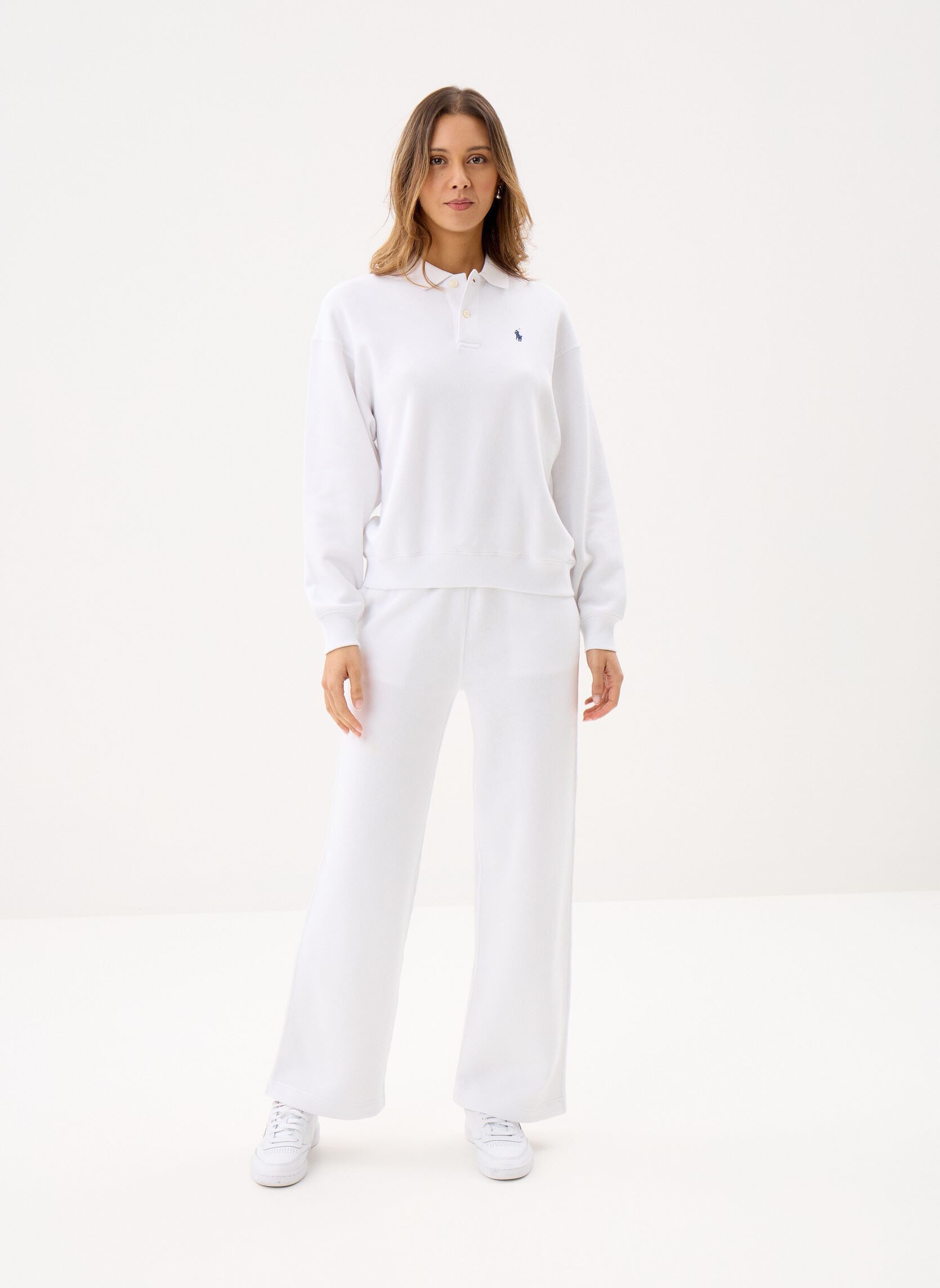 Sweatshirts Polo à manches longues en molleton léger femme blanc Polo Ralph Lauren Sweatshirts Polo à manches longues en molleton léger femme blanc WHITE