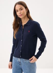 Vesten Cardigan col polo en coton mélangé dames blauw