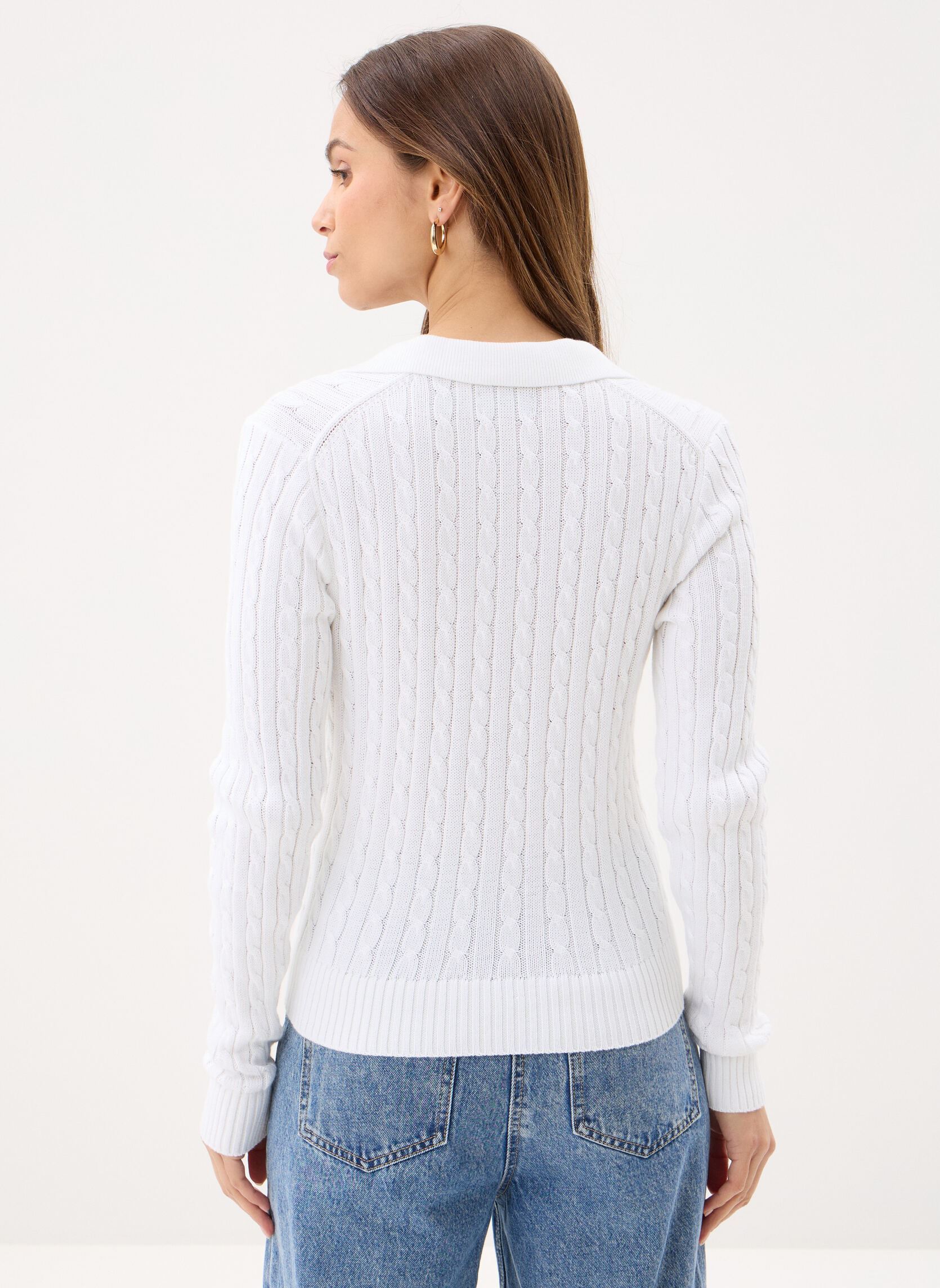 Vesten Cardigan col polo torsadé dames wit Polo Ralph Lauren Vesten Cardigan col polo torsadé dames wit WHITE