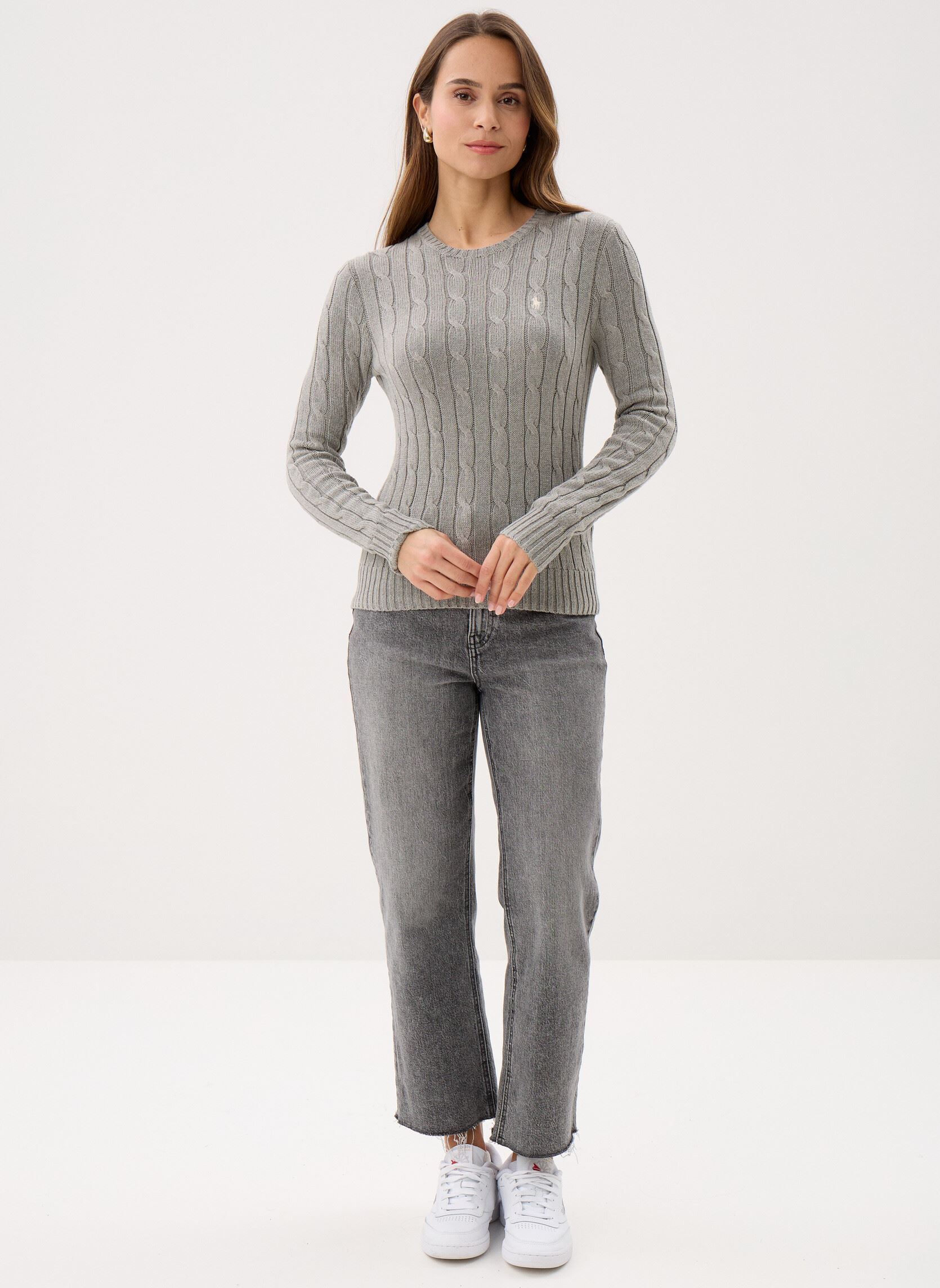 Pulls Pull torsadé à col rond en coton 2119717 femme gris Polo Ralph Lauren Pulls Pull torsadé à col rond en coton 2119717 femme gris FAWN GREY HEATHER