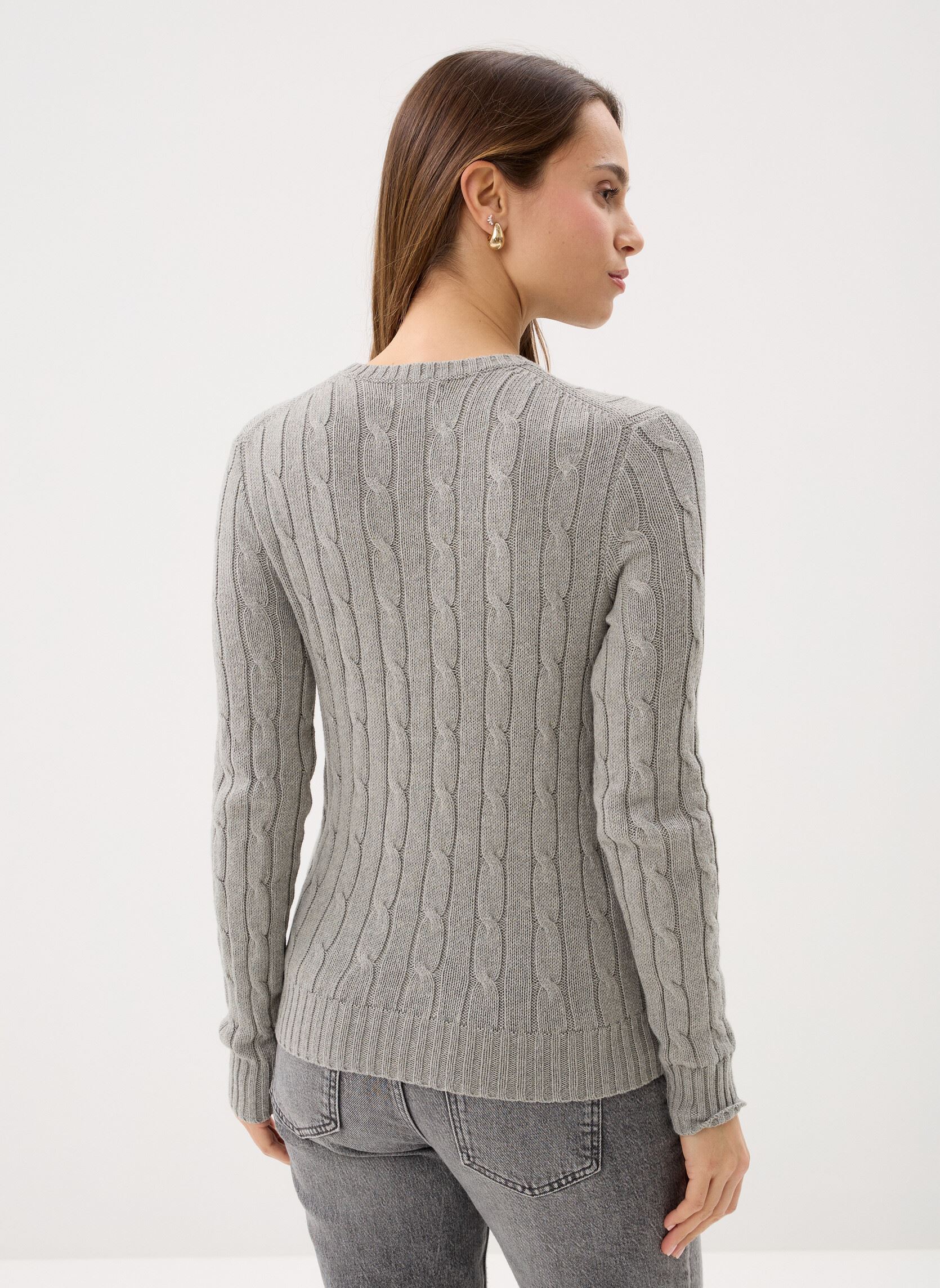Pulls Pull torsadé à col rond en coton 2119717 femme gris Polo Ralph Lauren Pulls Pull torsadé à col rond en coton 2119717 femme gris FAWN GREY HEATHER