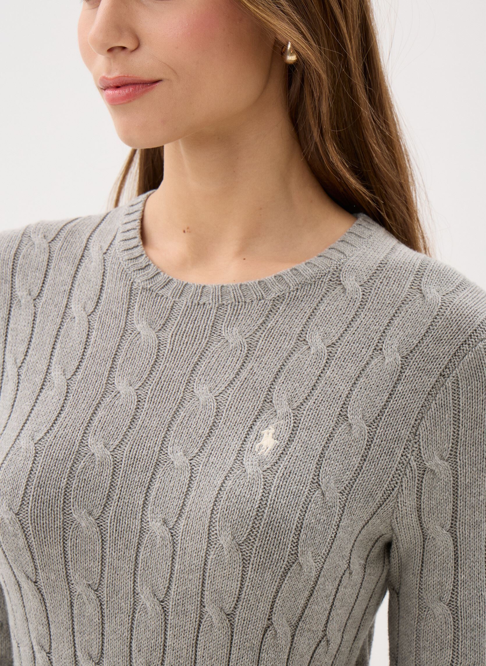 Pulls Pull torsadé à col rond en coton 2119717 femme gris Polo Ralph Lauren Pulls Pull torsadé à col rond en coton 2119717 femme gris FAWN GREY HEATHER