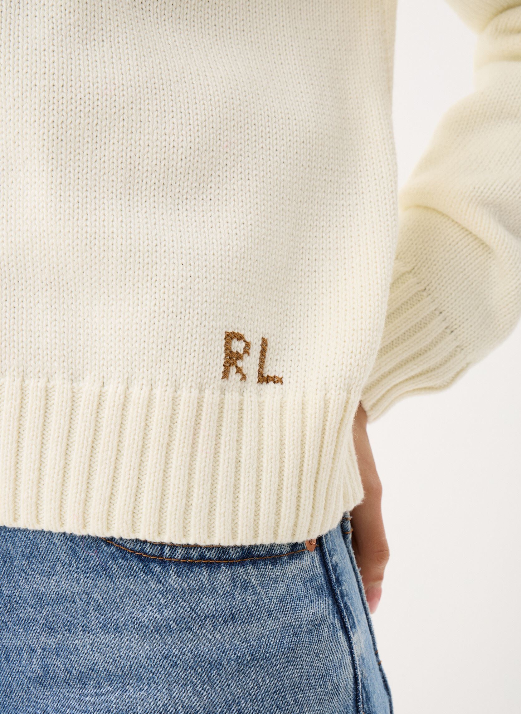 Pulls Pull Polo Bear en coton et lin femme blanc Polo Ralph Lauren Pulls Pull Polo Bear en coton et lin femme blanc Parchment Cream