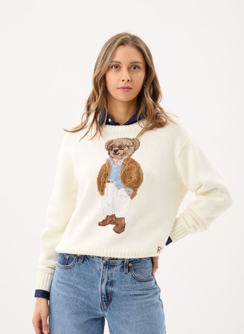Polo Ralph Lauren Pulls Pull Polo Bear en coton et lin femme blanc