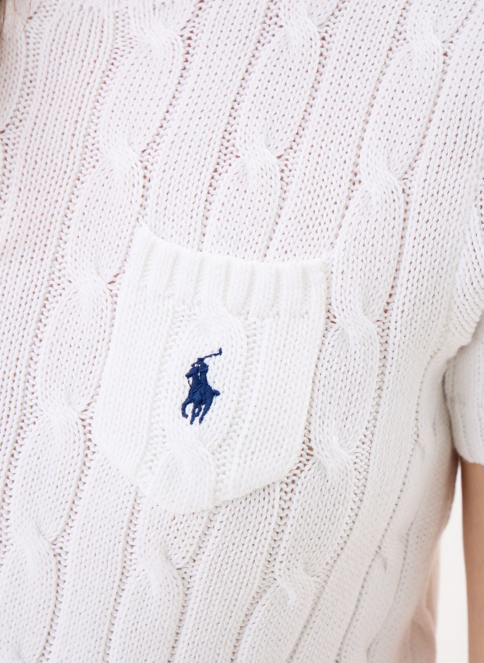 Pullover Pull torsadé à manches courtes en coton damen weiß Polo Ralph Lauren Pullover Pull torsadé à manches courtes en coton damen weiß White