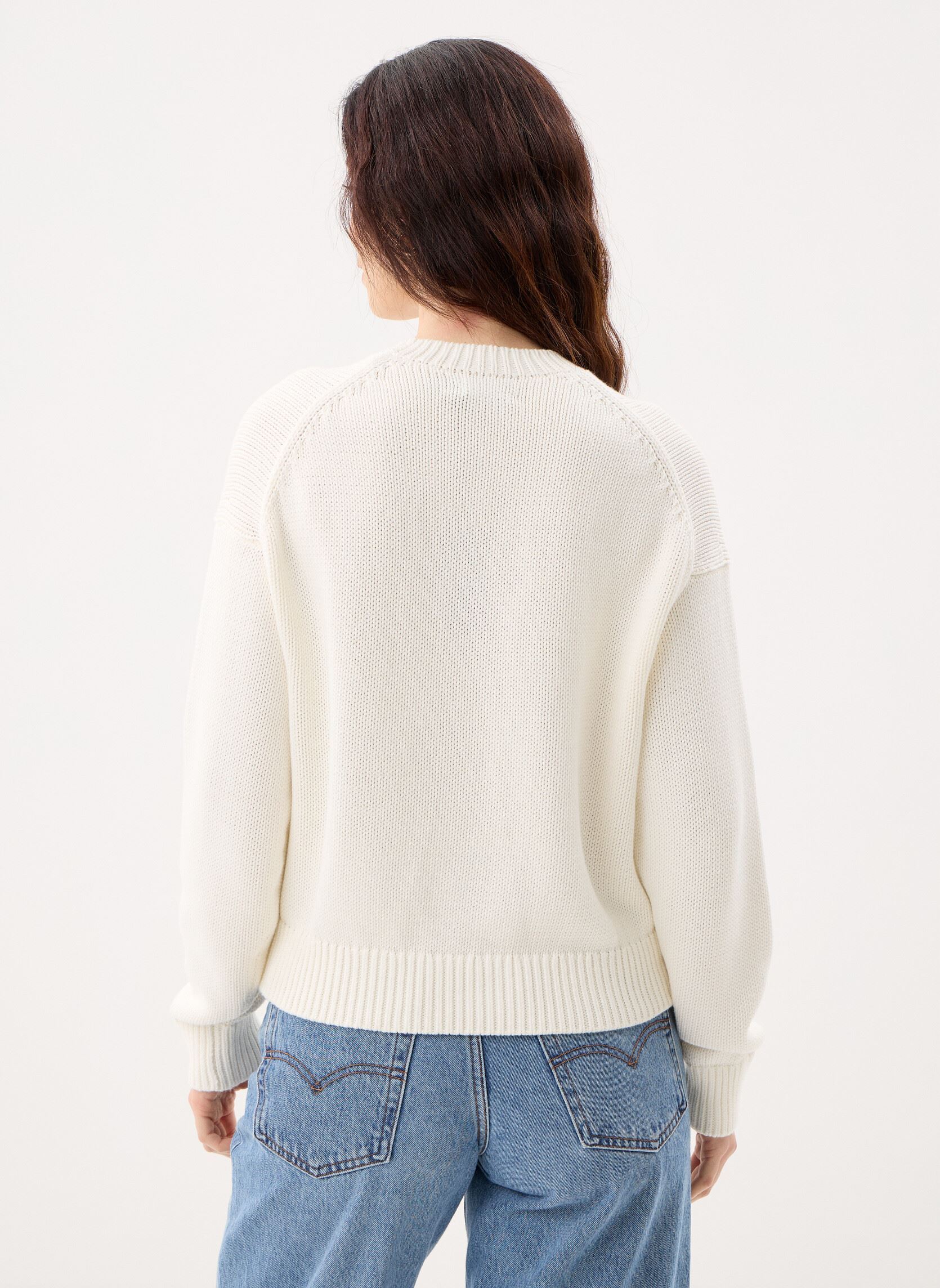 Pullover Pull à col rond Big Pony en laine damen weiß Polo Ralph Lauren Pullover Pull à col rond Big Pony en laine damen weiß White
