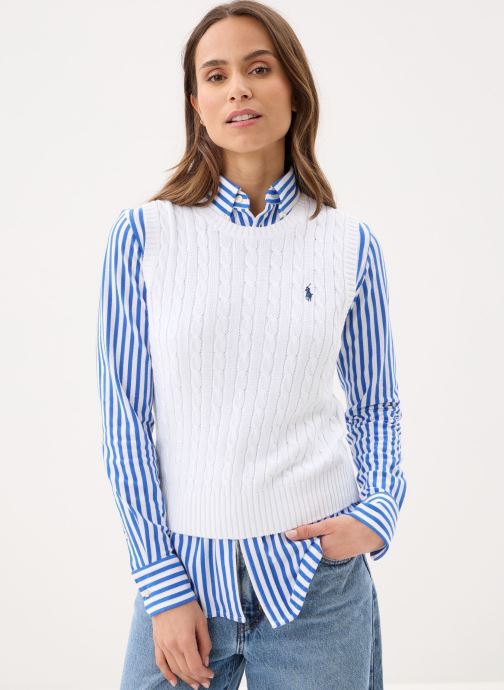 Polo Ralph Lauren Pulls Pull sans manches torsadé femme blanc