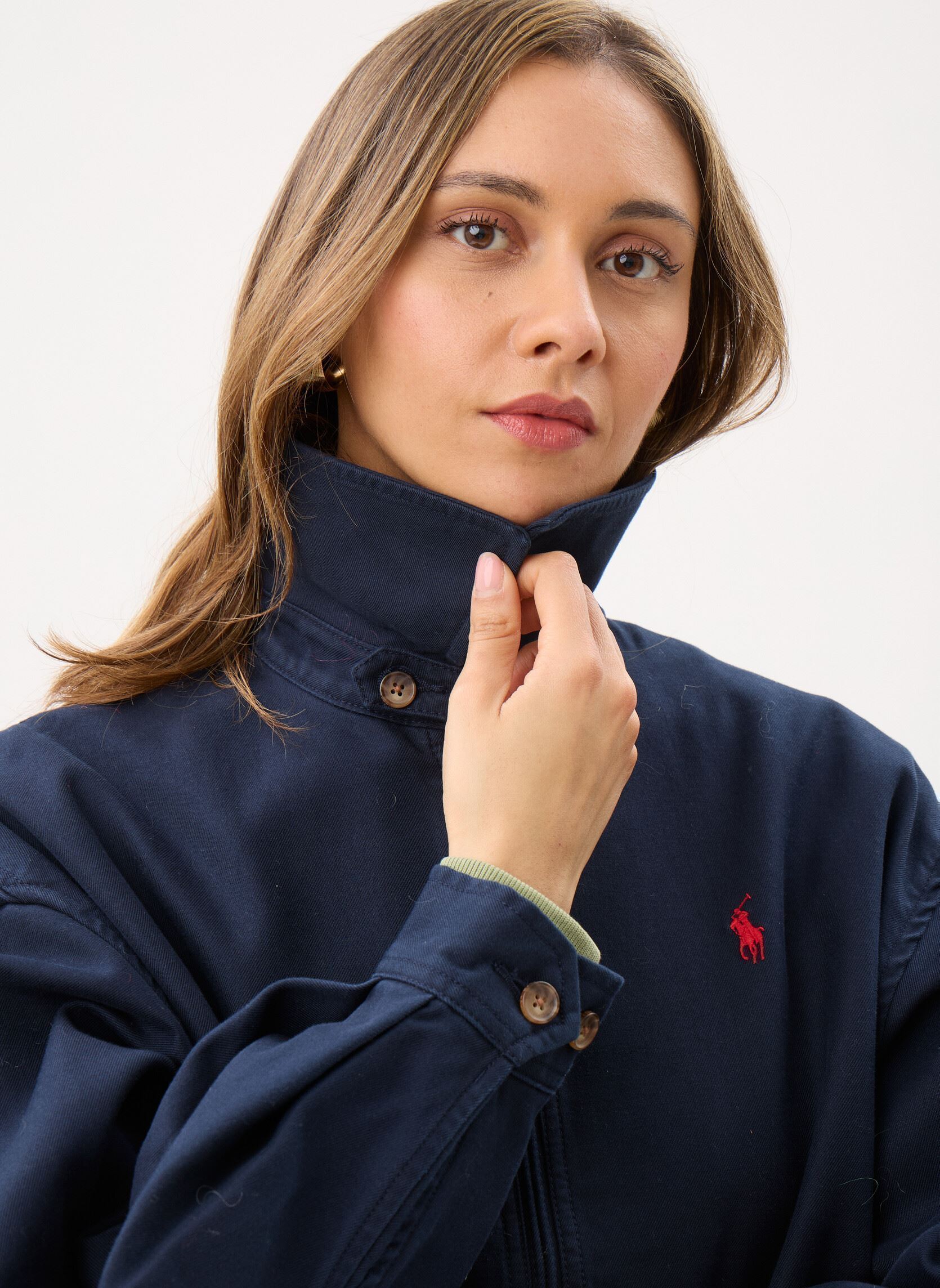 Blousons Veste en sergé de coton femme bleu Polo Ralph Lauren Blousons Veste en sergé de coton femme bleu Lauren Navy