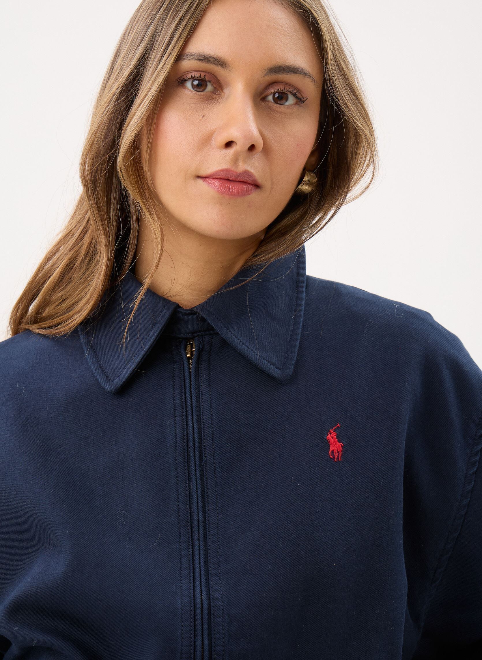 Blousons Veste en sergé de coton femme bleu Polo Ralph Lauren Blousons Veste en sergé de coton femme bleu Lauren Navy