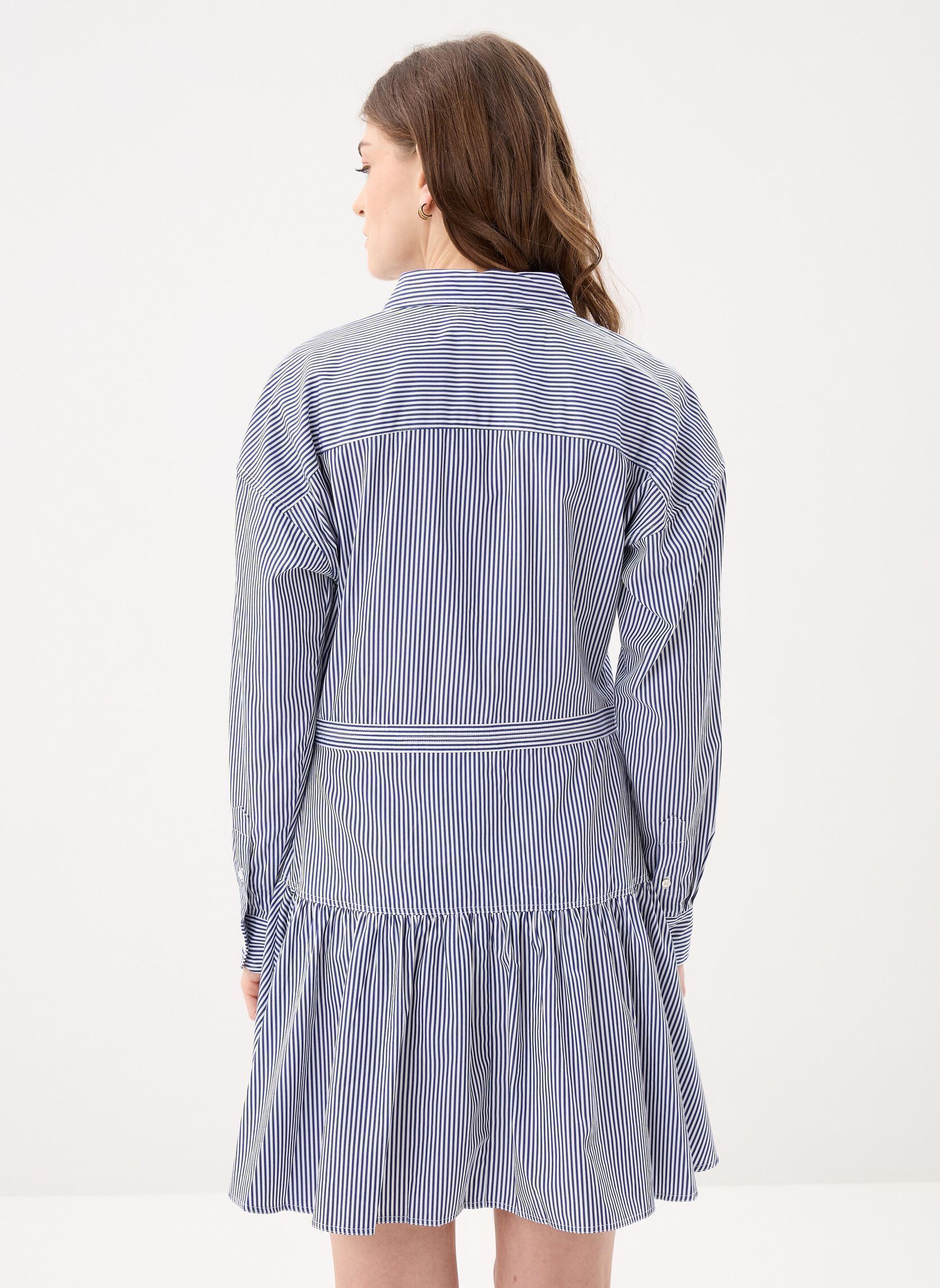 Robes Robe-chemise à pans en coton rayé femme bleu Polo Ralph Lauren Robes Robe-chemise à pans en coton rayé femme bleu 1322 WHITE/ FALL ROYAL