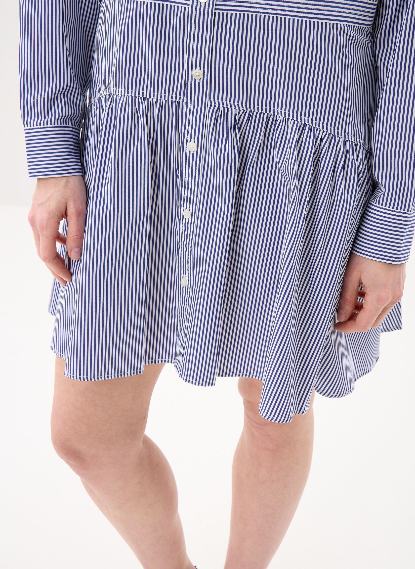 Robes Robe-chemise à pans en coton rayé femme bleu Polo Ralph Lauren Robes Robe-chemise à pans en coton rayé femme bleu 1322 WHITE/ FALL ROYAL