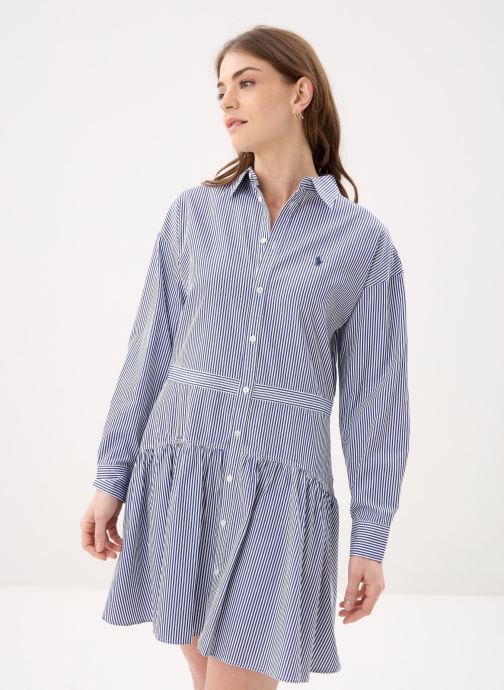Polo Ralph Lauren Jurken Robe-chemise à pans en coton rayé dames blauw