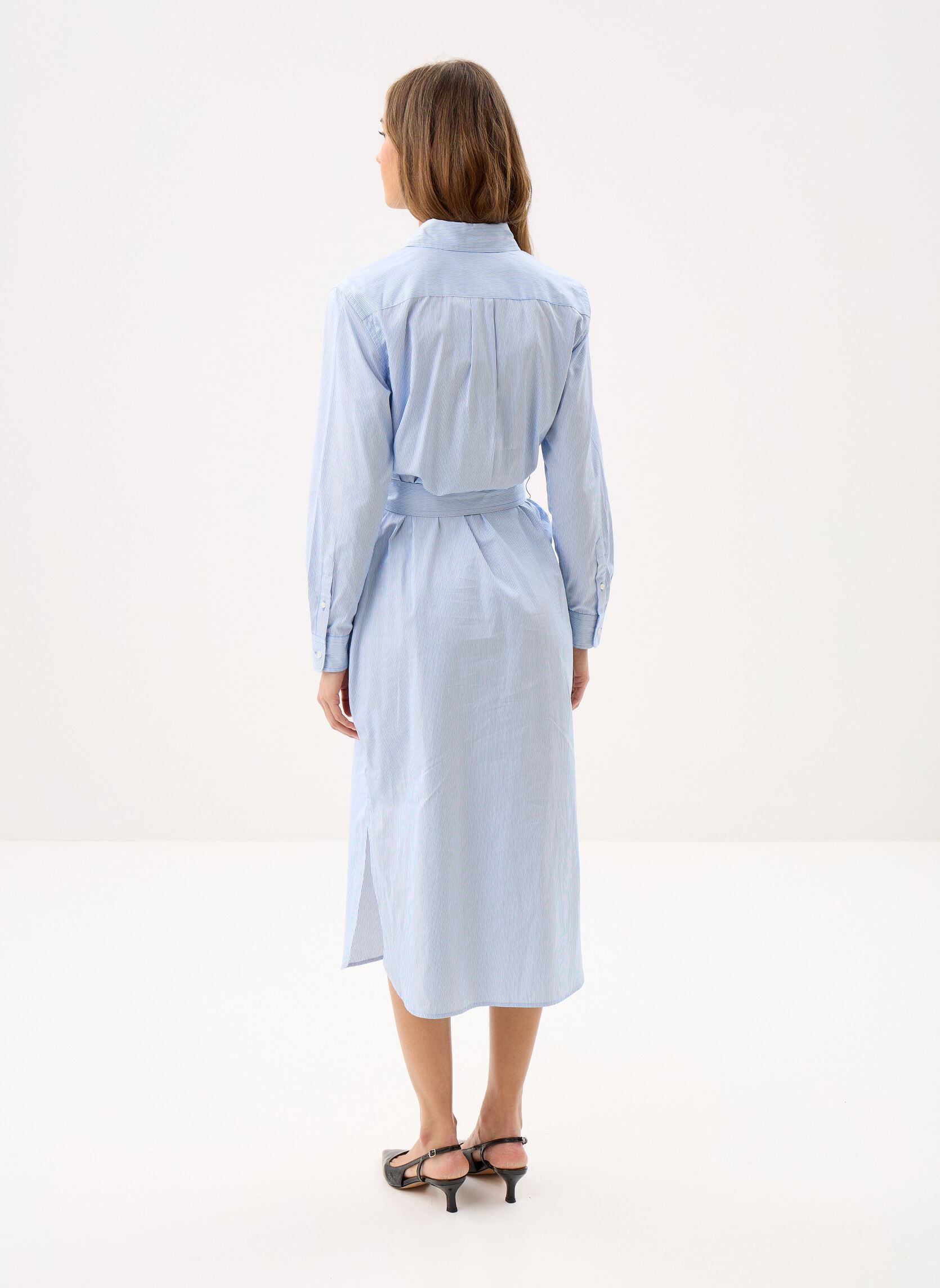 Hemdkleider Robe-chemise rayée ceinturée en popeline damen blau Polo Ralph Lauren Hemdkleider Robe-chemise rayée ceinturée en popeline damen blau 2000C MEDIUM BLUE WHITE