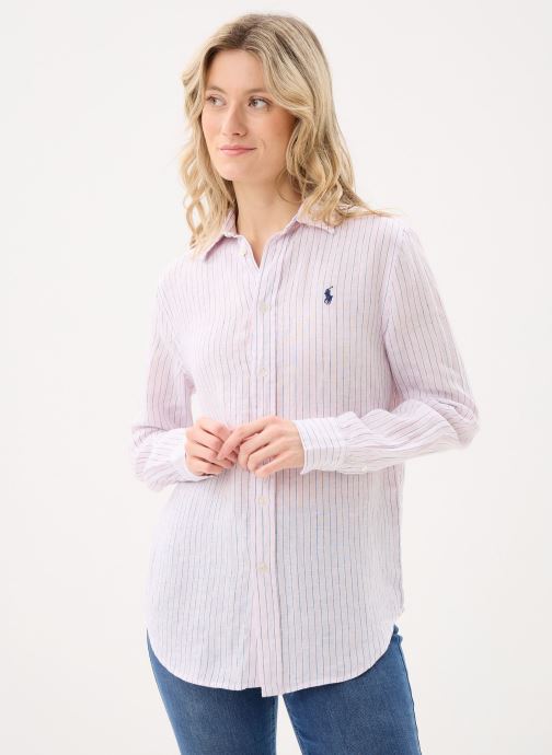 Polo Ralph Lauren Langarm-Hemden Chemise rayée classique en lin damen rosa