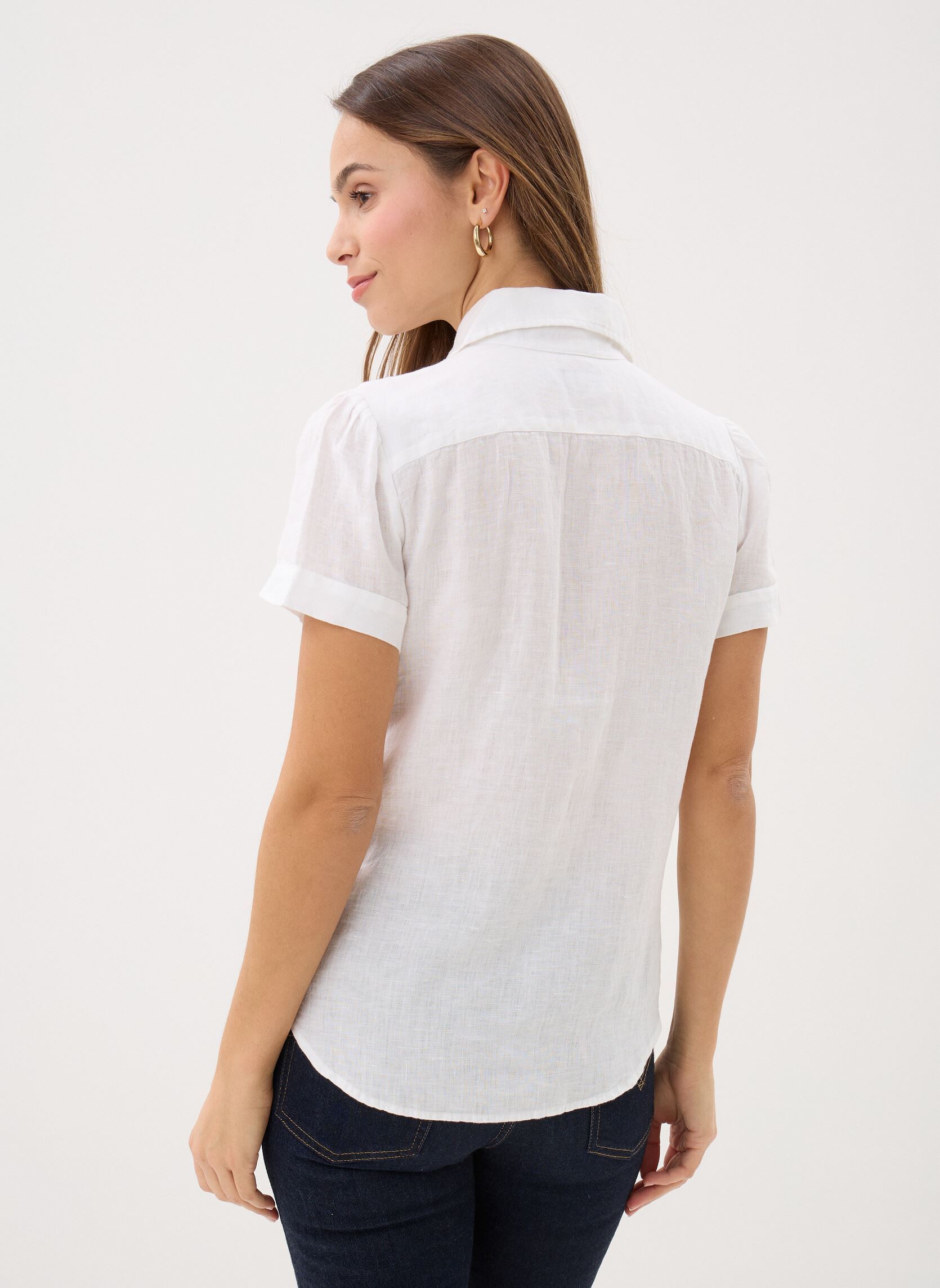 Chemises manches courtes Chemise manches courtes lin femme blanc Polo Ralph Lauren Chemises manches courtes Chemise manches courtes lin femme blanc Classic Oxford White