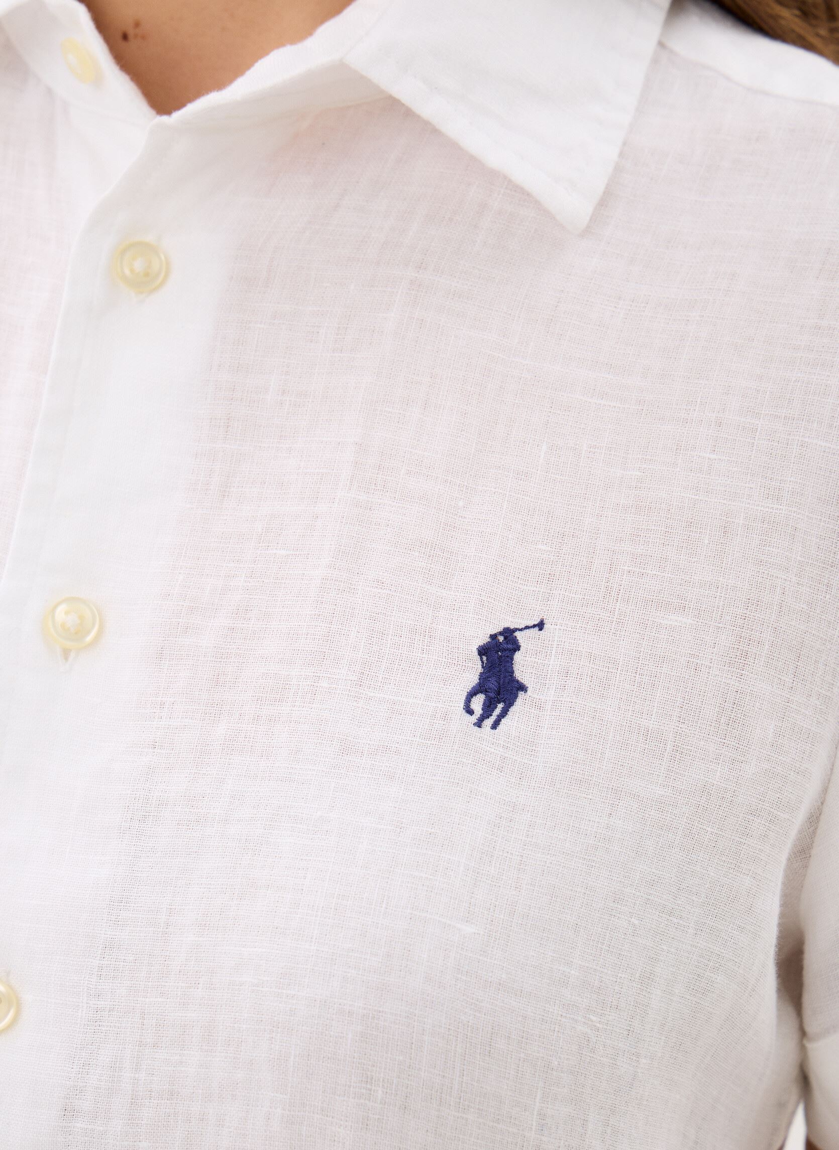 Chemises manches courtes Chemise manches courtes lin femme blanc Polo Ralph Lauren Chemises manches courtes Chemise manches courtes lin femme blanc Classic Oxford White
