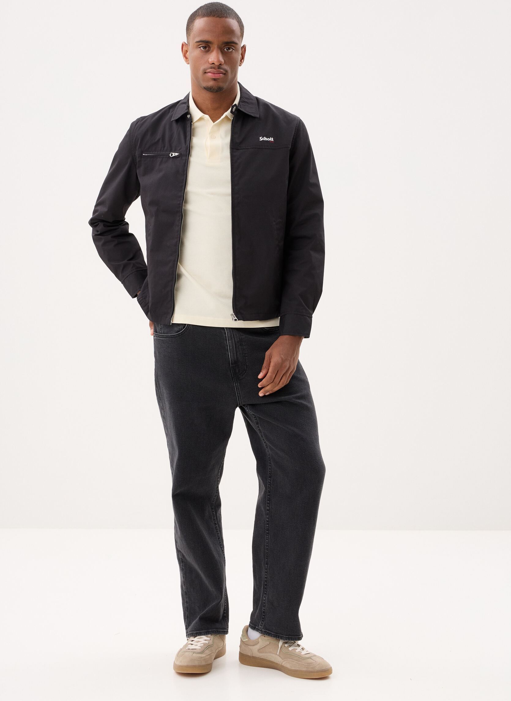 Vestes Blouson Col Chemise-CADAMS homme noir Schott Vestes Blouson Col Chemise-CADAMS homme noir Black