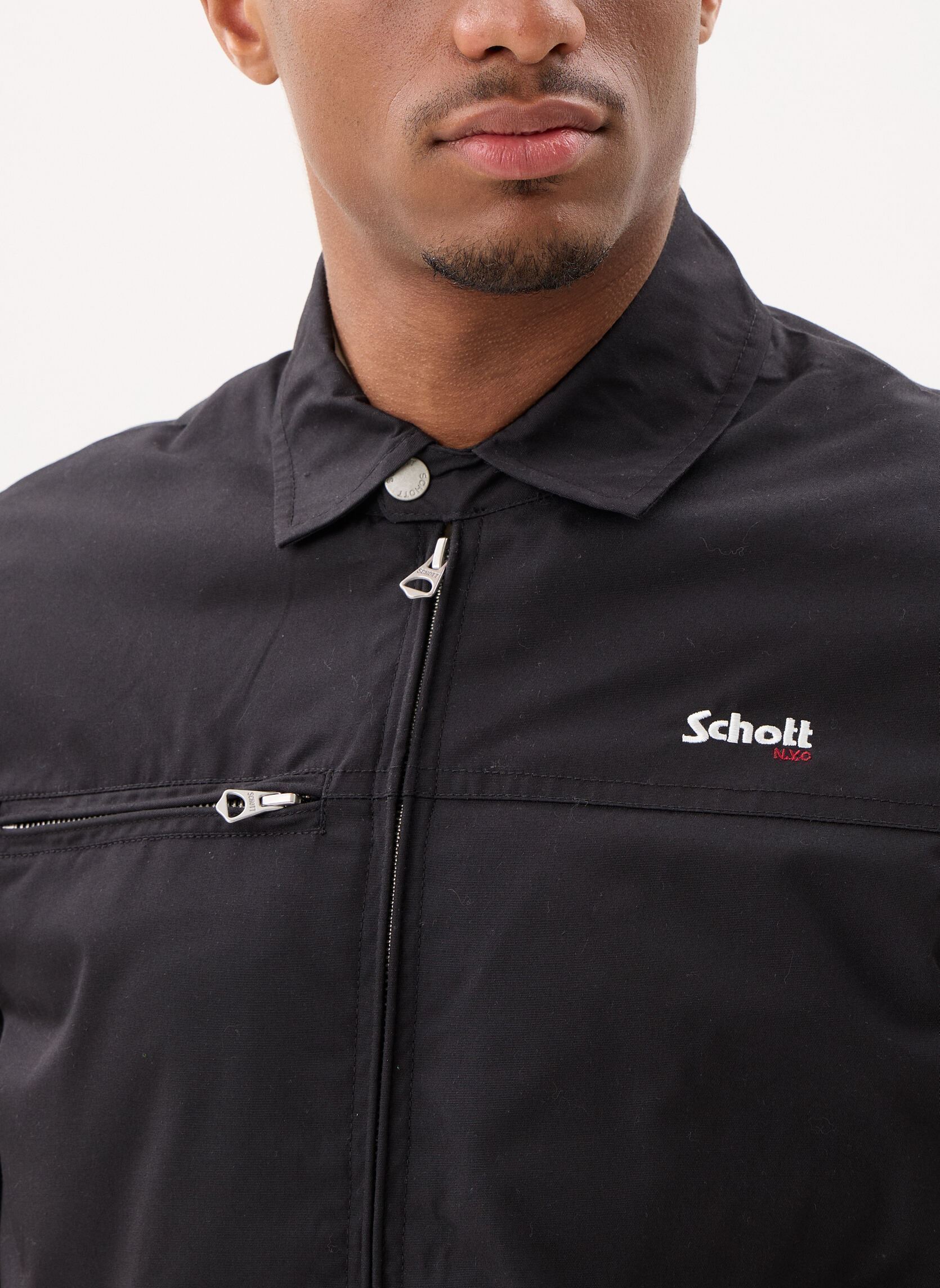 Vestes Blouson Col Chemise-CADAMS homme noir Schott Vestes Blouson Col Chemise-CADAMS homme noir Black