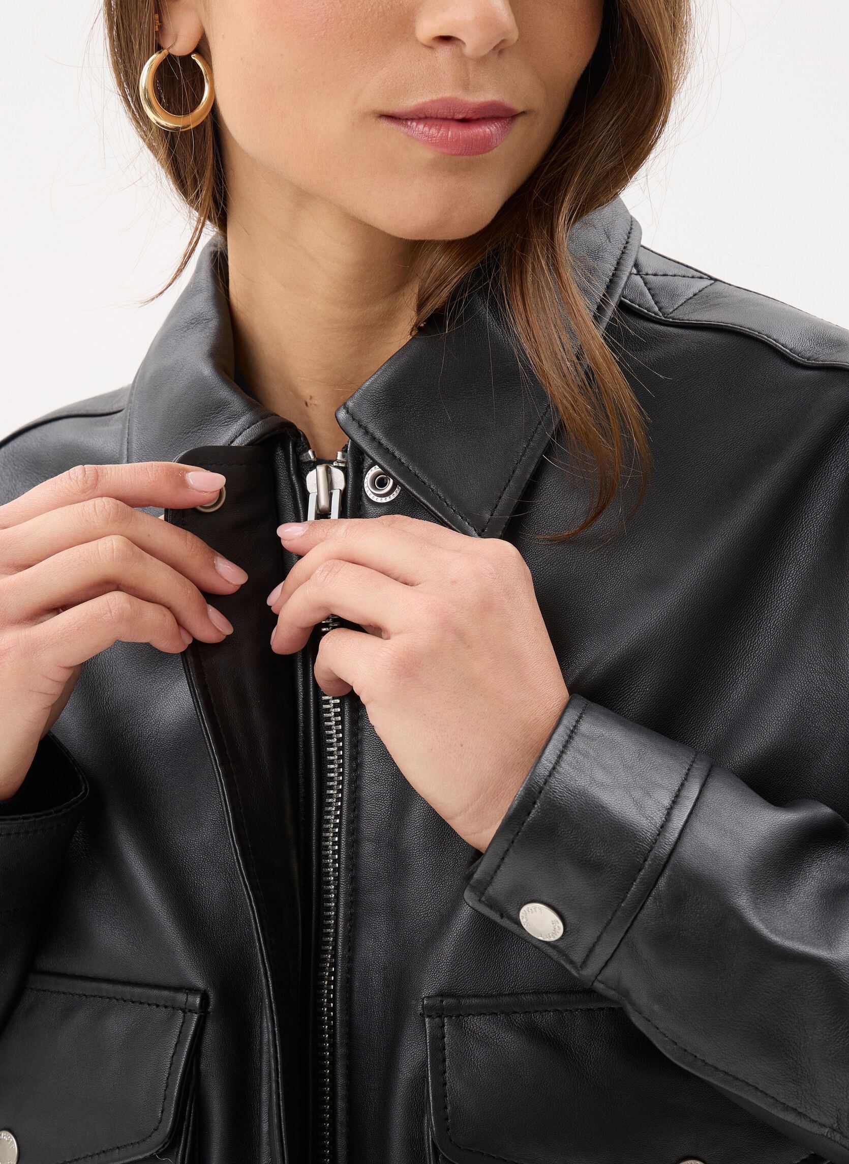 Leren jassen Aviateur Oversize-LCWDELIA dames zwart Schott Leren jassen Aviateur Oversize-LCWDELIA dames zwart BLACK