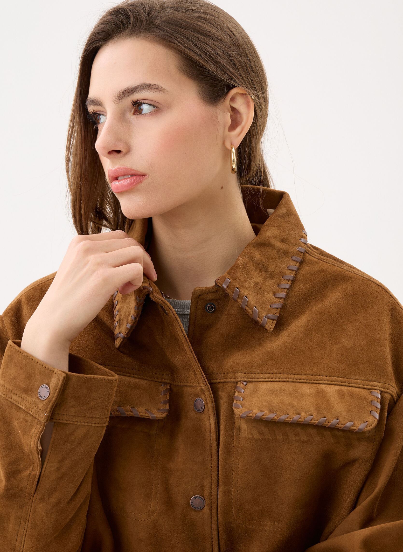 Lederjacken Veste Western-LCWMANDY damen braun Schott Lederjacken Veste Western-LCWMANDY damen braun Caramel