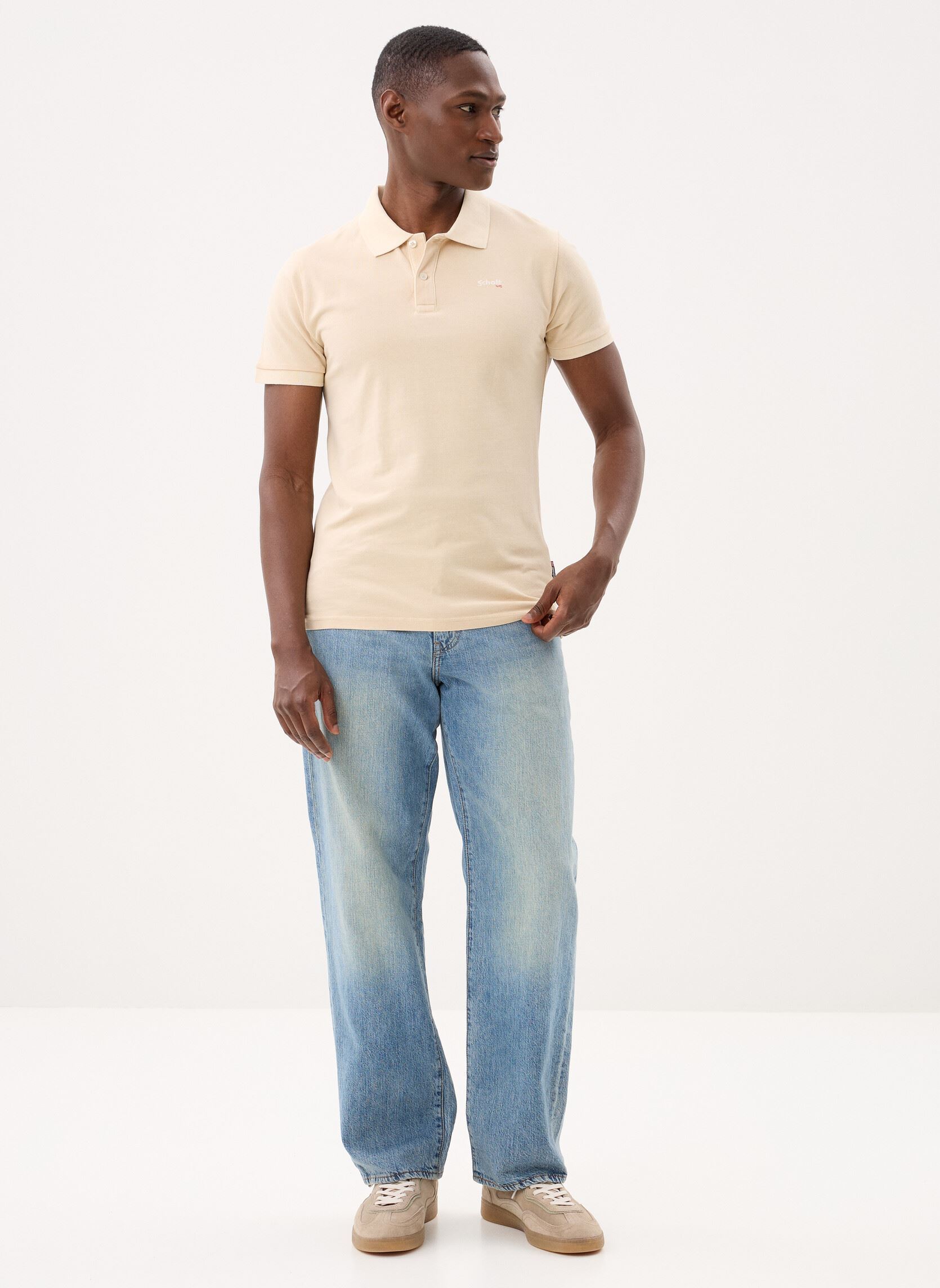 Polos manches courtes Polo Basique-PSSETH homme beige Schott Polos manches courtes Polo Basique-PSSETH homme beige LT.BEIGE