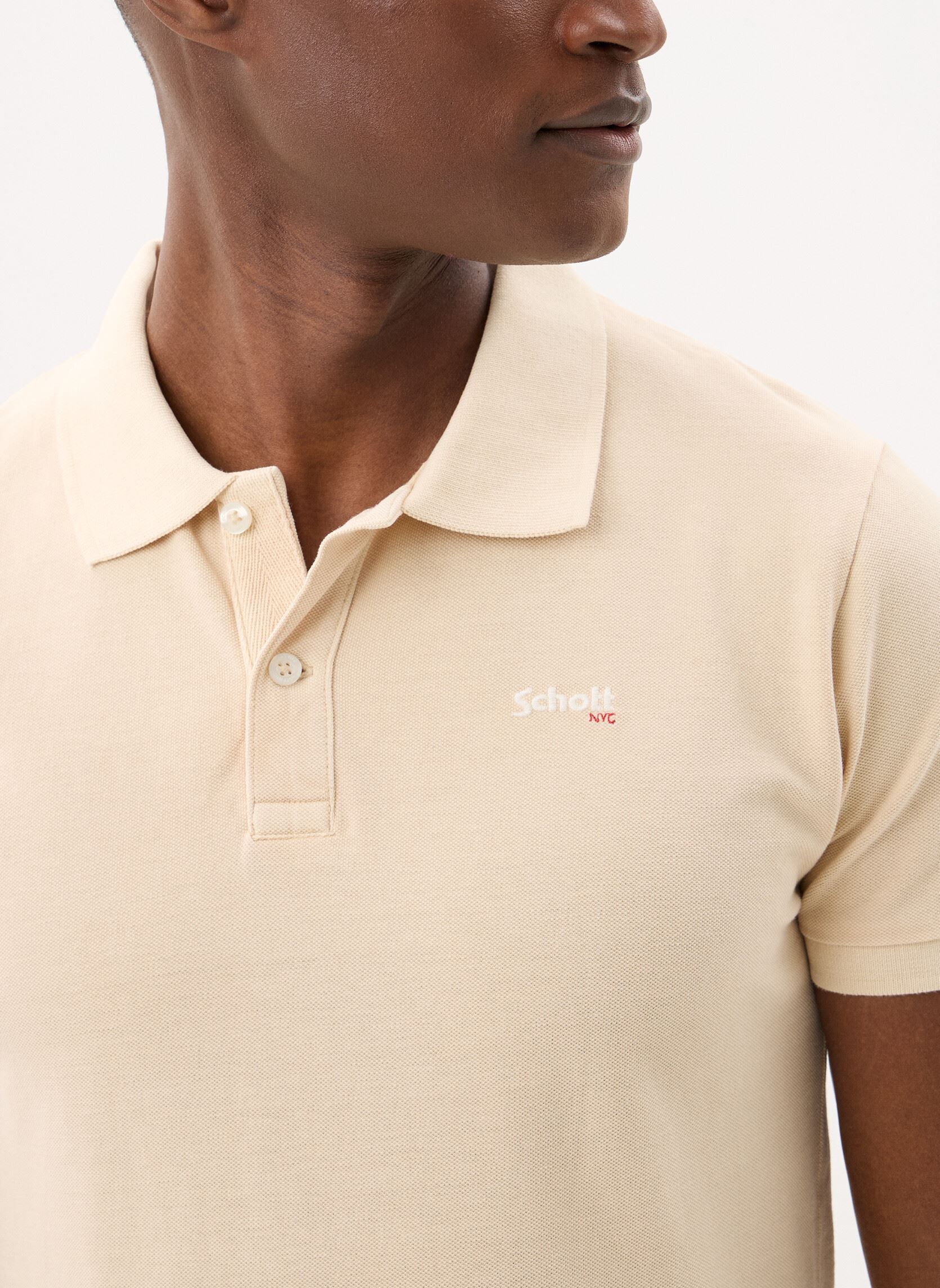 Polos manches courtes Polo Basique-PSSETH homme beige Schott Polos manches courtes Polo Basique-PSSETH homme beige LT.BEIGE