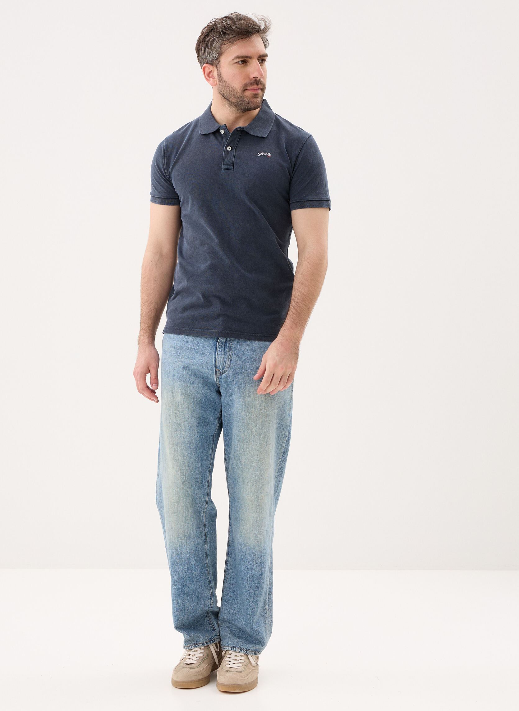 Kurzarm-Poloshirts Polo Basique-PSSETH herren blau Schott Kurzarm-Poloshirts Polo Basique-PSSETH herren blau NAVY