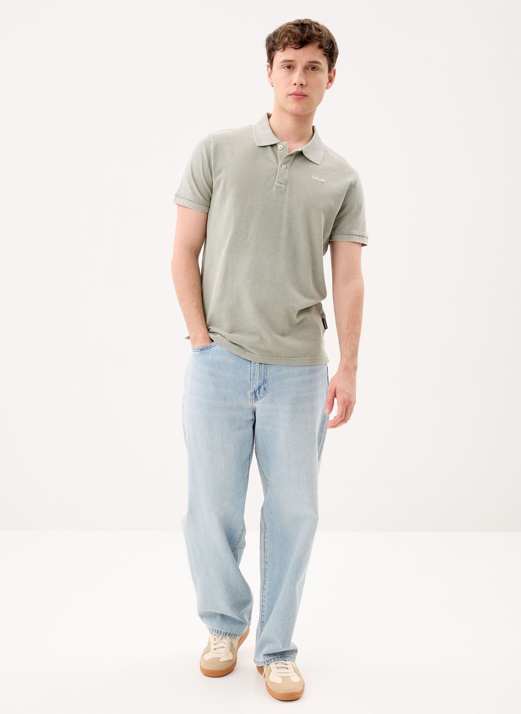 Korte mouwen polo's Polo Basique-PSSETH heren groen Schott Korte mouwen polo's Polo Basique-PSSETH heren groen SAGE KAKI
