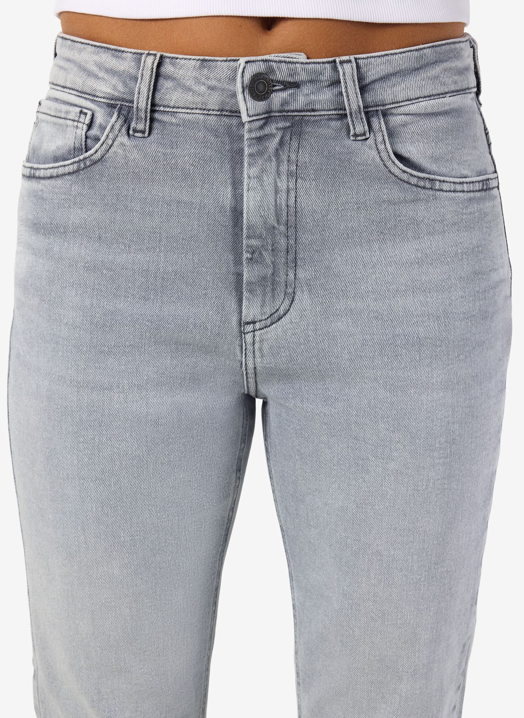 Rechte jeans / Straight Leg Jeans Nmmoni Hw Straght Ank Jeans Az277Lg Noos dames grijs Noisy May Rechte jeans / Straight Leg Jeans Nmmoni Hw Straght Ank Jeans Az277Lg Noos dames grijs Light Grey Denim