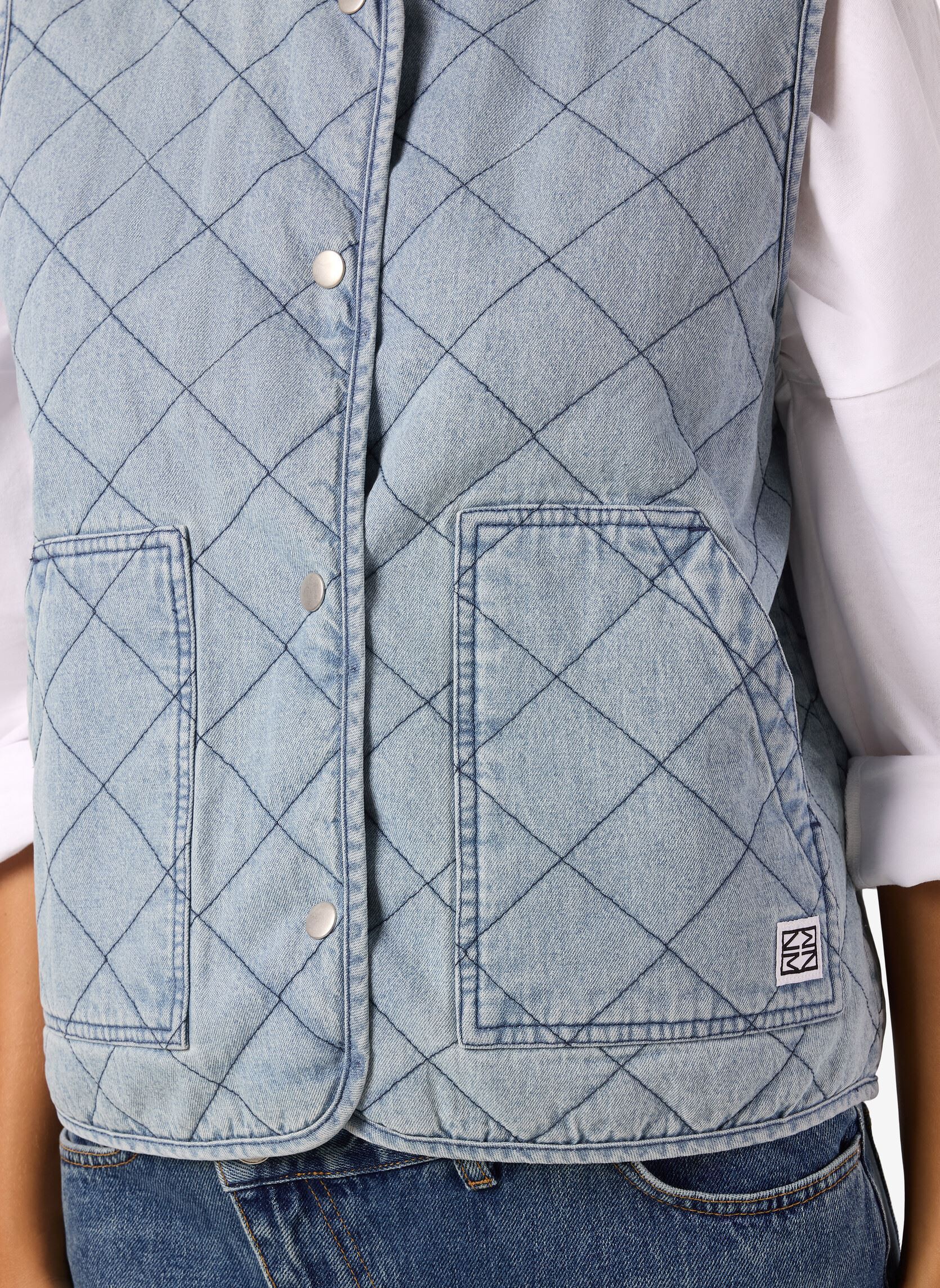 Bodywarmer Nmcleo Quilted Denim Vest dames blauw Noisy May Bodywarmer Nmcleo Quilted Denim Vest dames blauw Light Blue Denim
