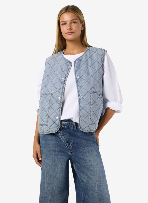 Noisy May Vestes sans manches Nmcleo Quilted Denim Vest femme bleu