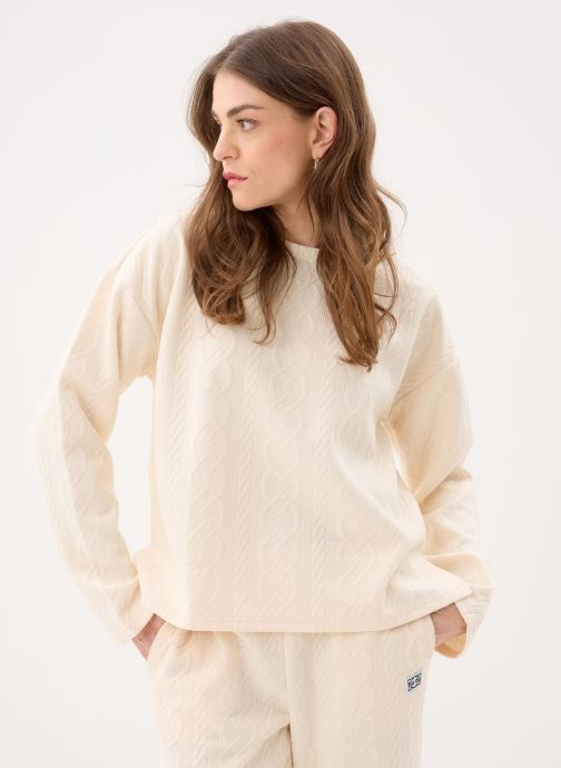 Noisy May Tee-shirts manches longues Nmcori L/S Quilted O-Neck Jrs Fwd femme beige