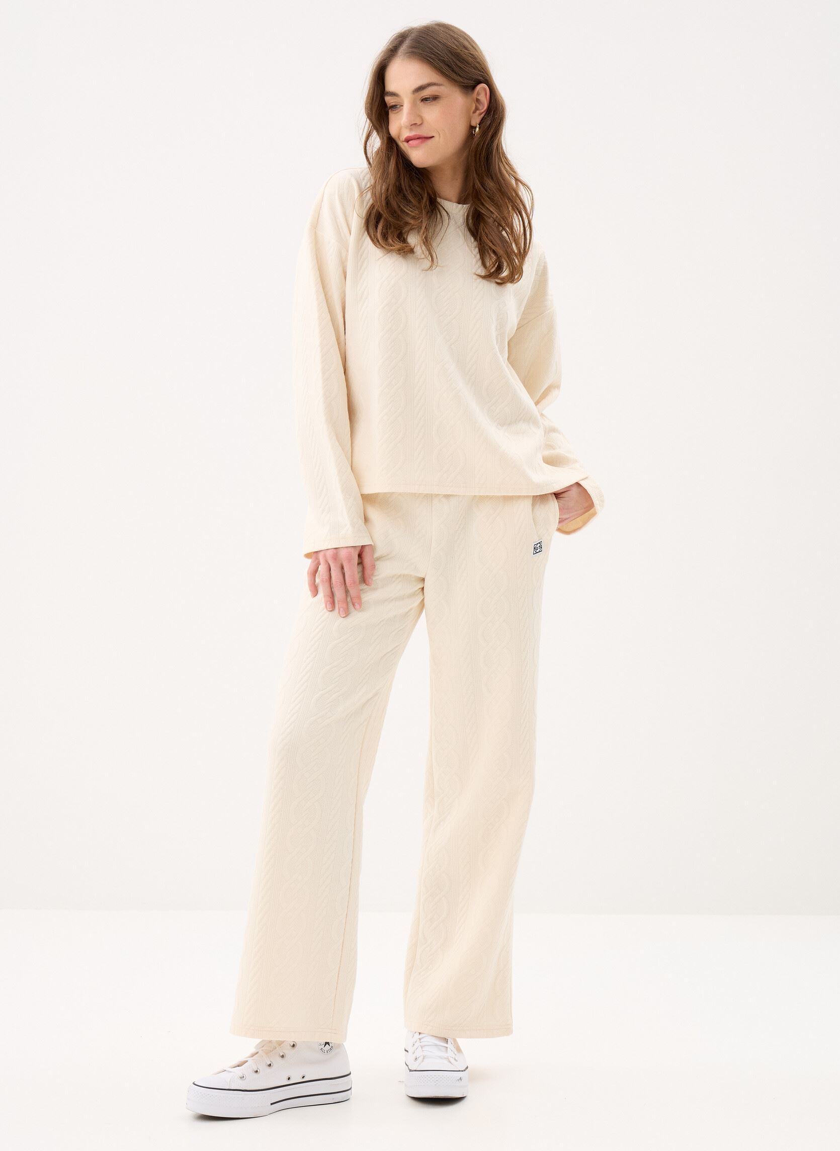 Rechte broeken Nmcori L/S Quilted Wide Pants Jrs Fwd dames beige Noisy May Rechte broeken Nmcori L/S Quilted Wide Pants Jrs Fwd dames beige Birch
